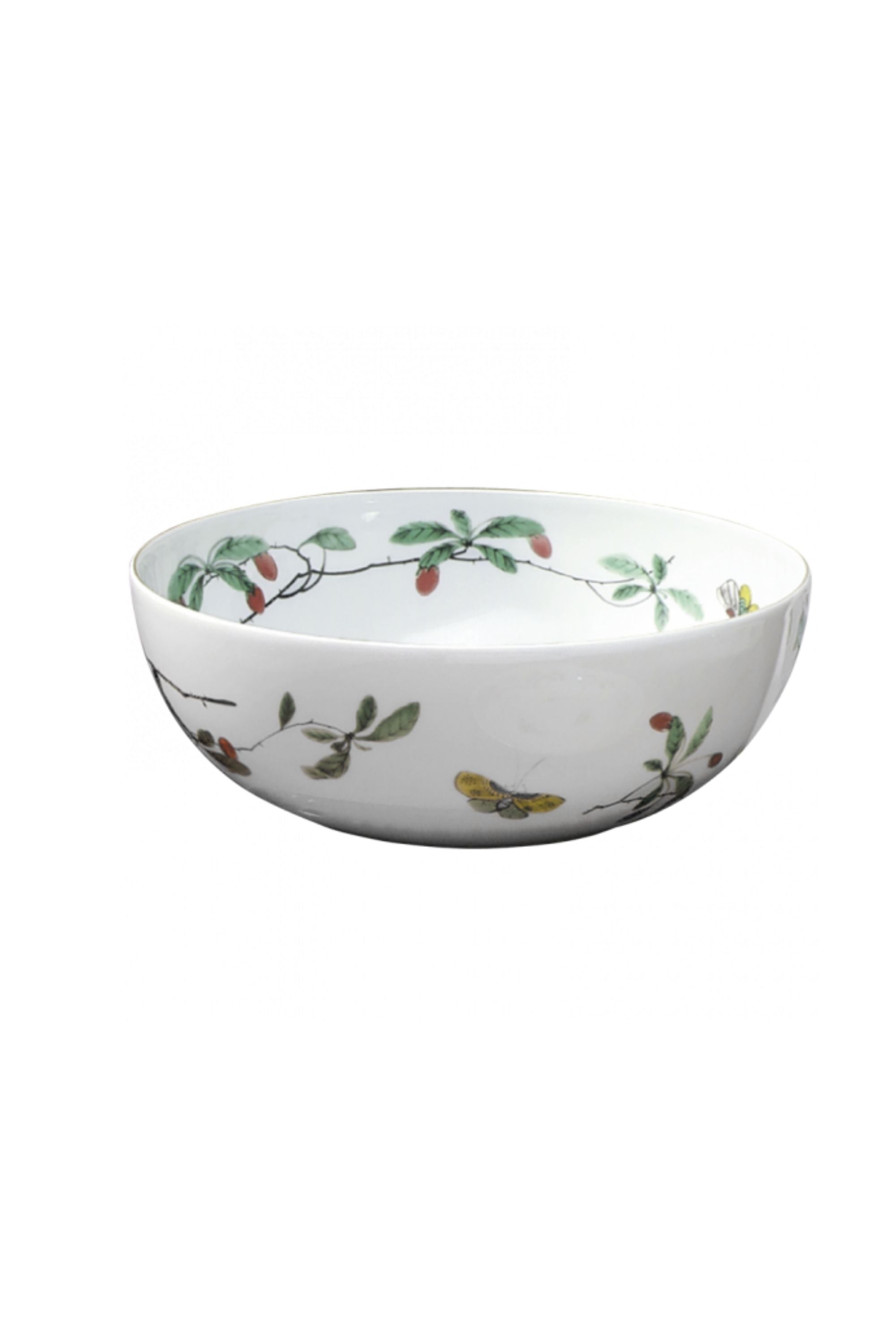 Serving dishes. This graceful design, with its leaves, berries, and butterflies, was derived directly from antique Chinese Palace porcelain.