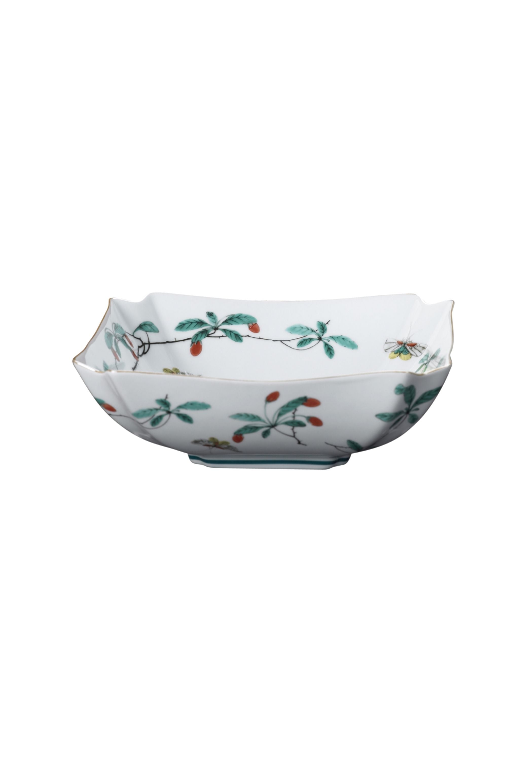 Serving dishes. This graceful design, with its leaves, berries, and butterflies, was derived directly from antique Chinese Palace porcelain.