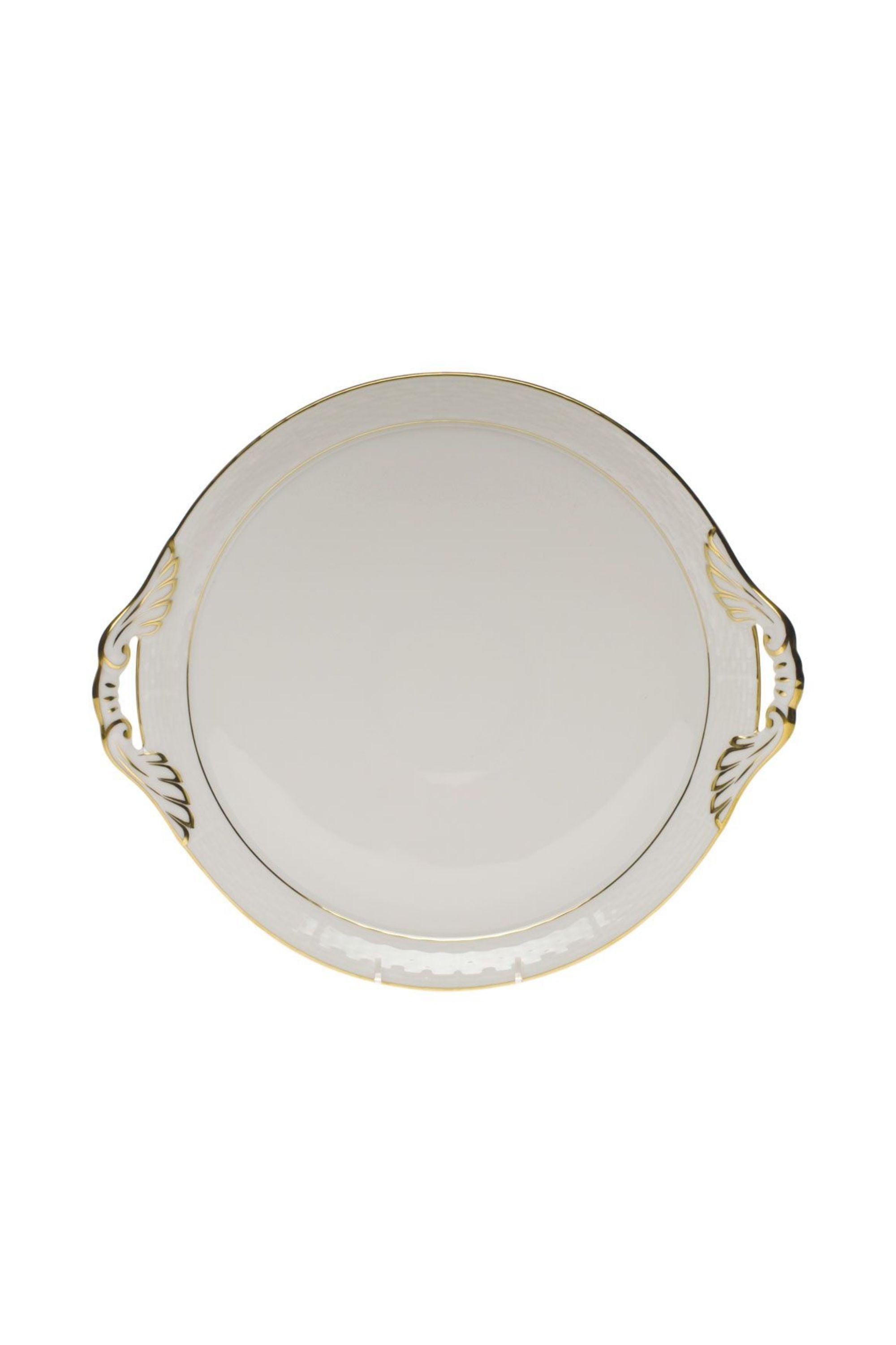 Serving dishes that is white with gold edge.