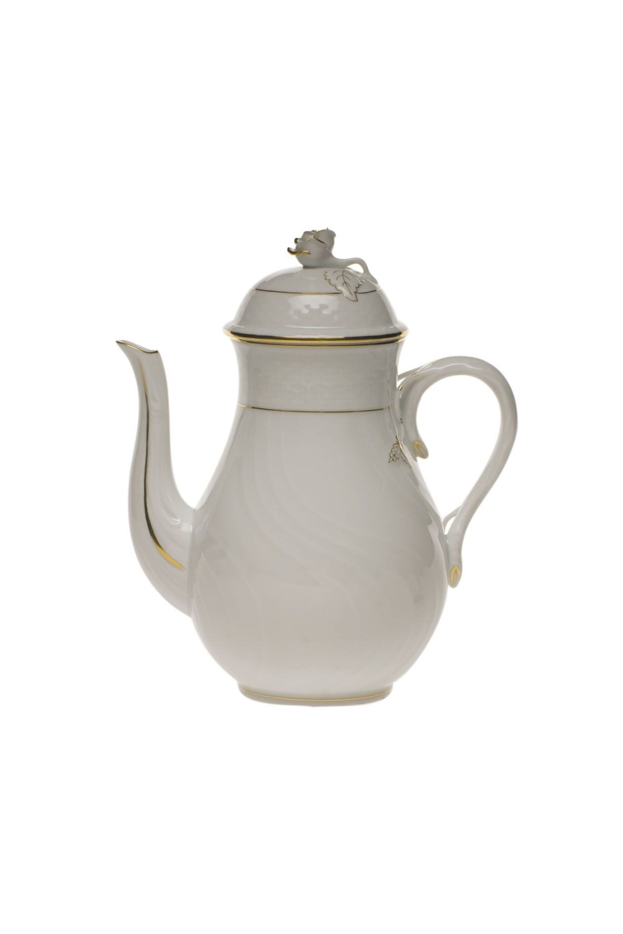 Tea service that is white with gold edge.