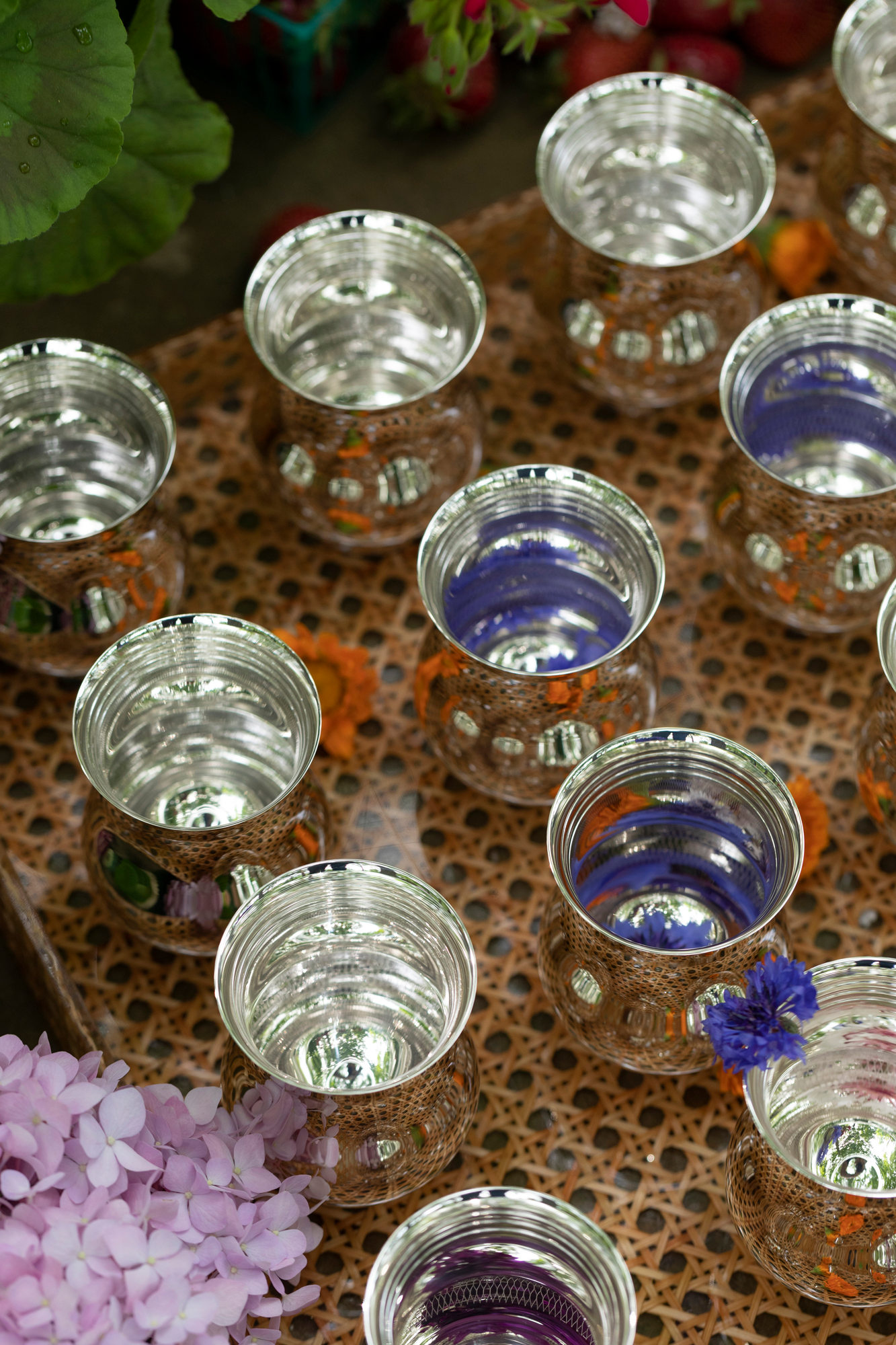Sterling champagne tumblers.