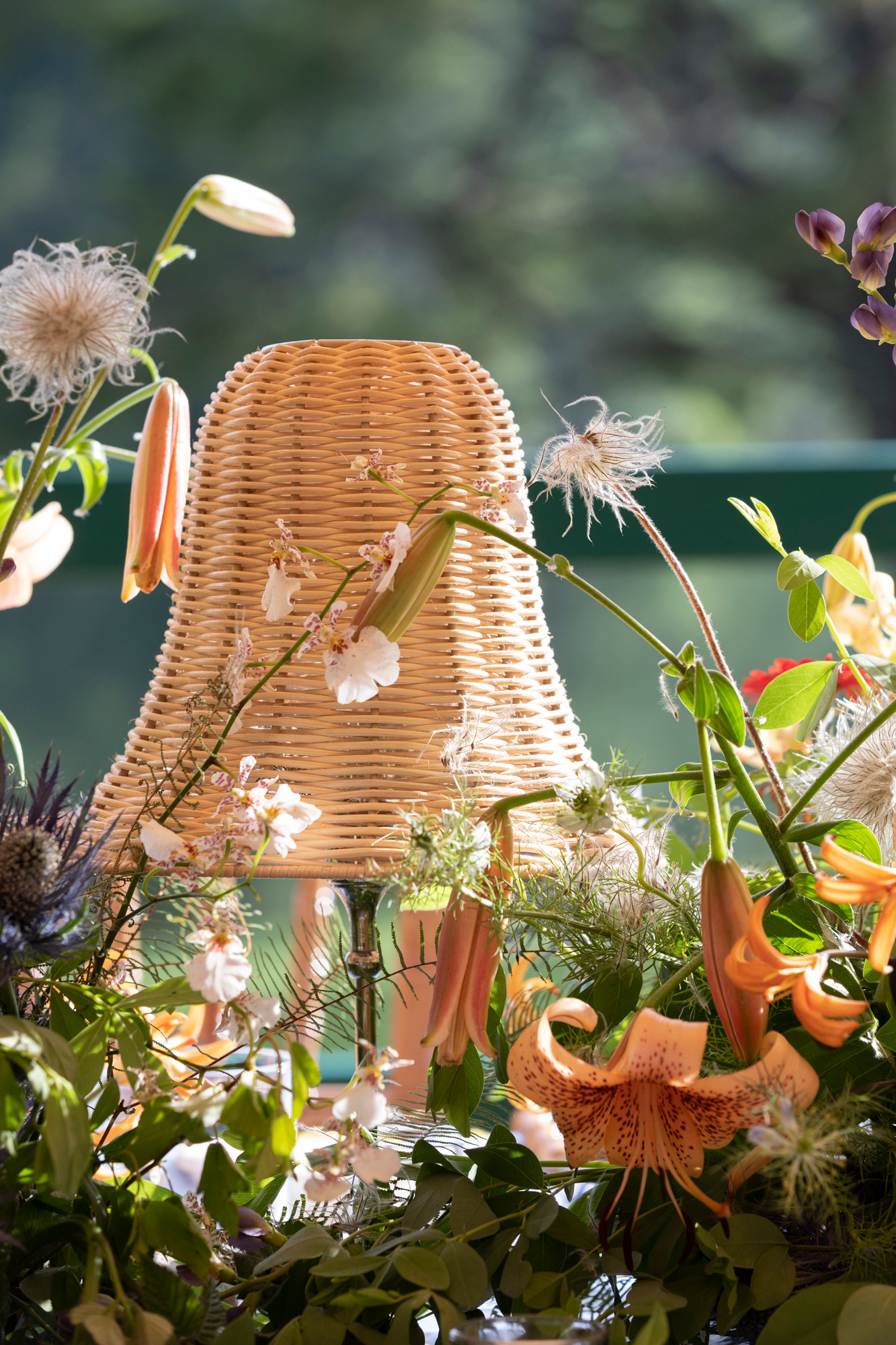 Wicker table lamp shade.
