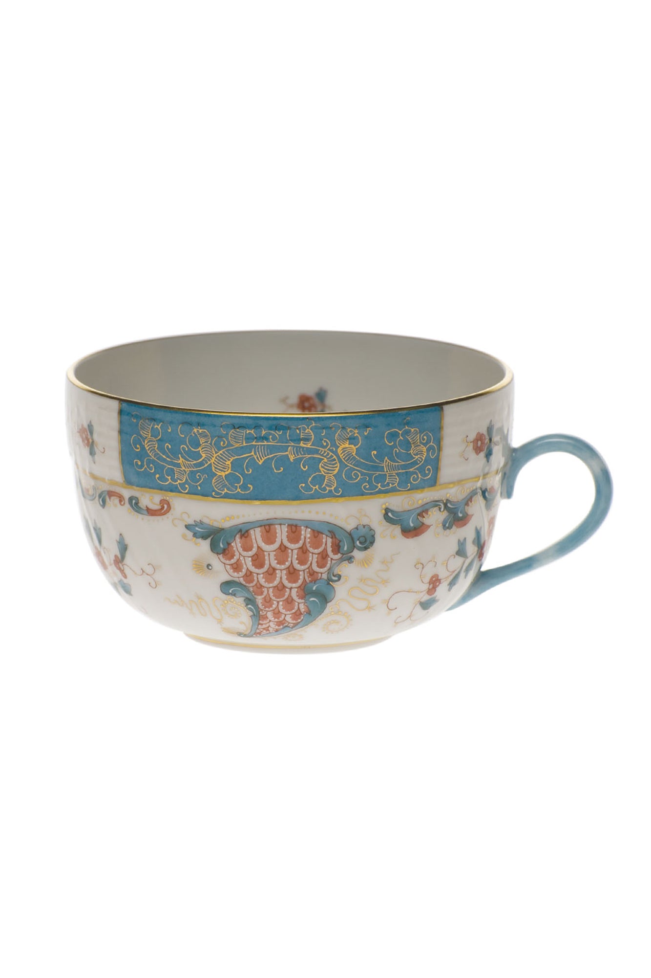 Herend Cornucopia porcelain canton cup. Turquoise with 24k gold accents.