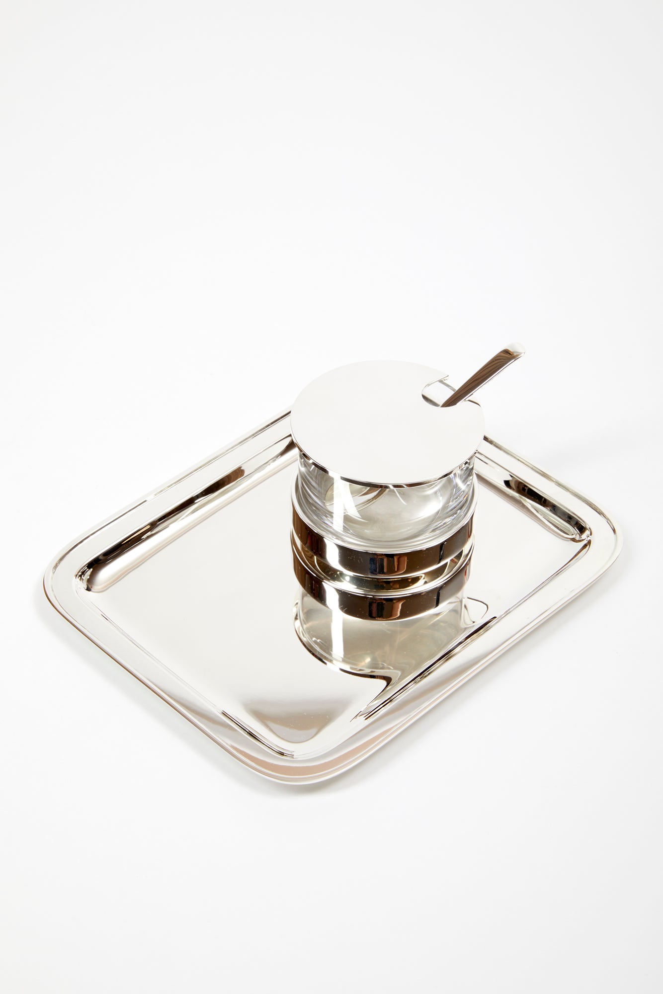 Silver-plated. 6.5"w x 8.25"l Silver Tray.