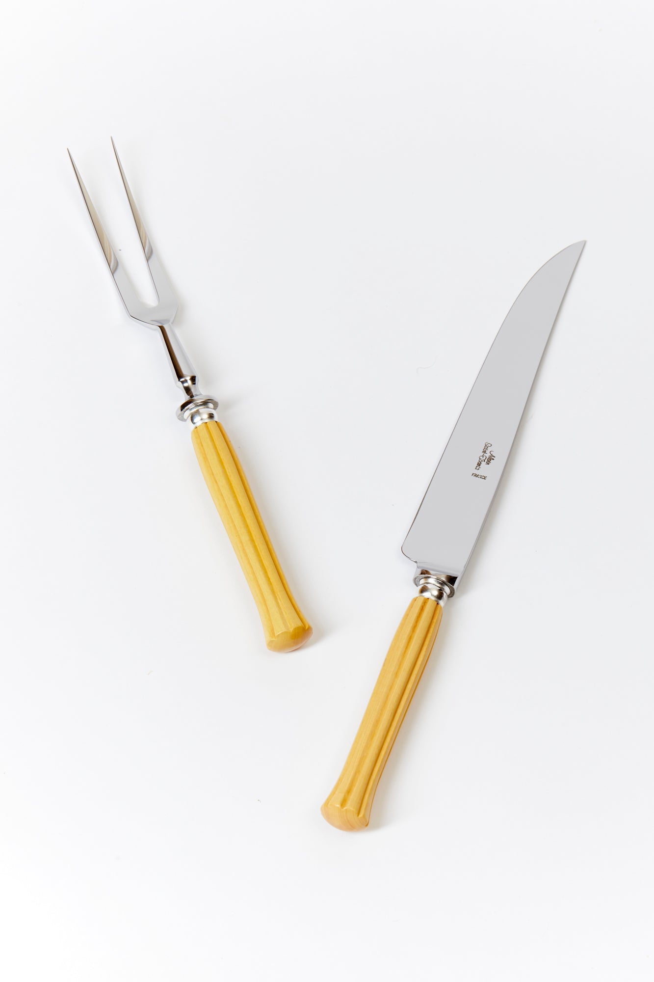 Flatware with fluted boxwood handle.