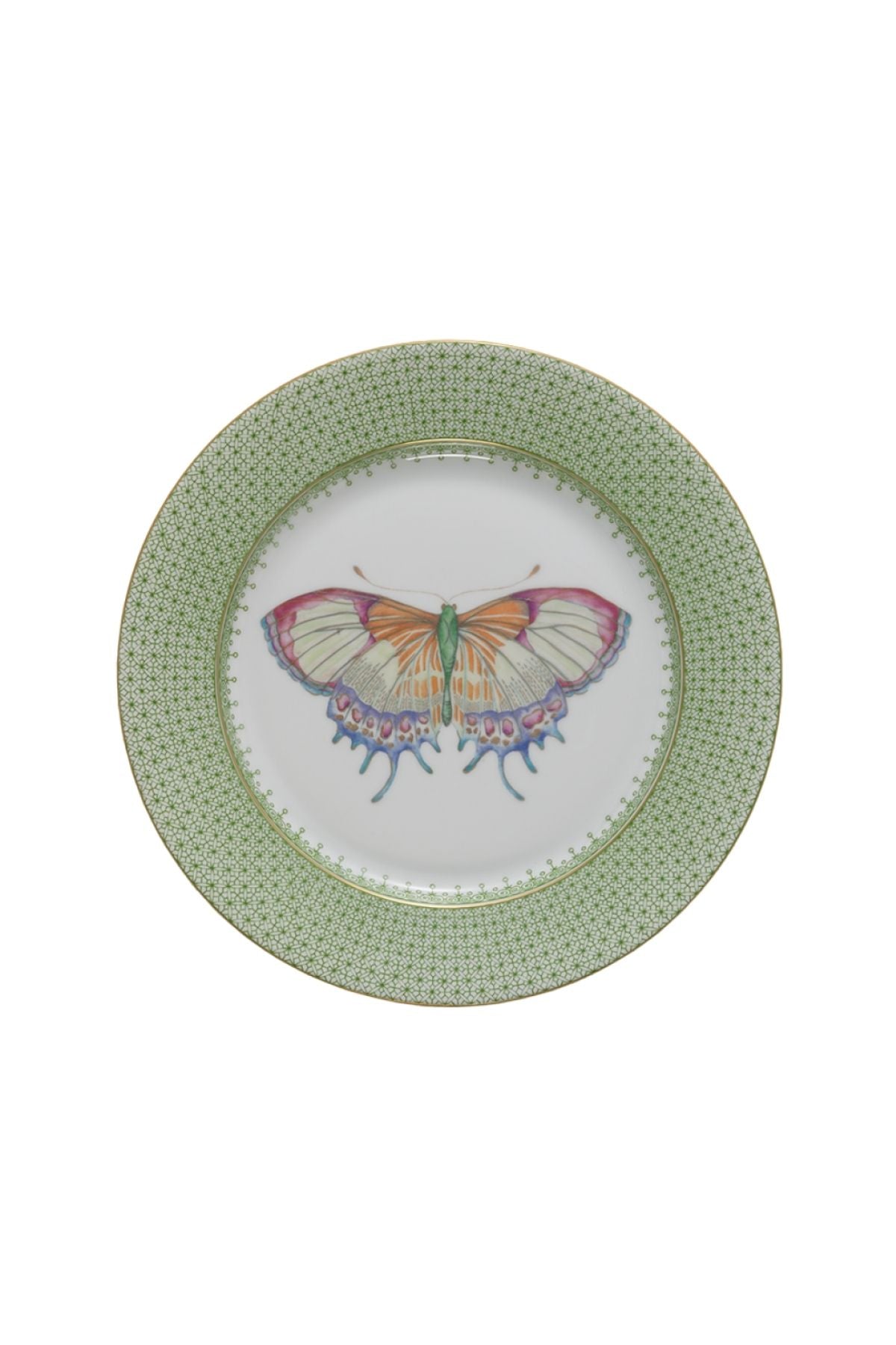 Dinner set with original cobalt based Blue Lace teardrop apple green border.