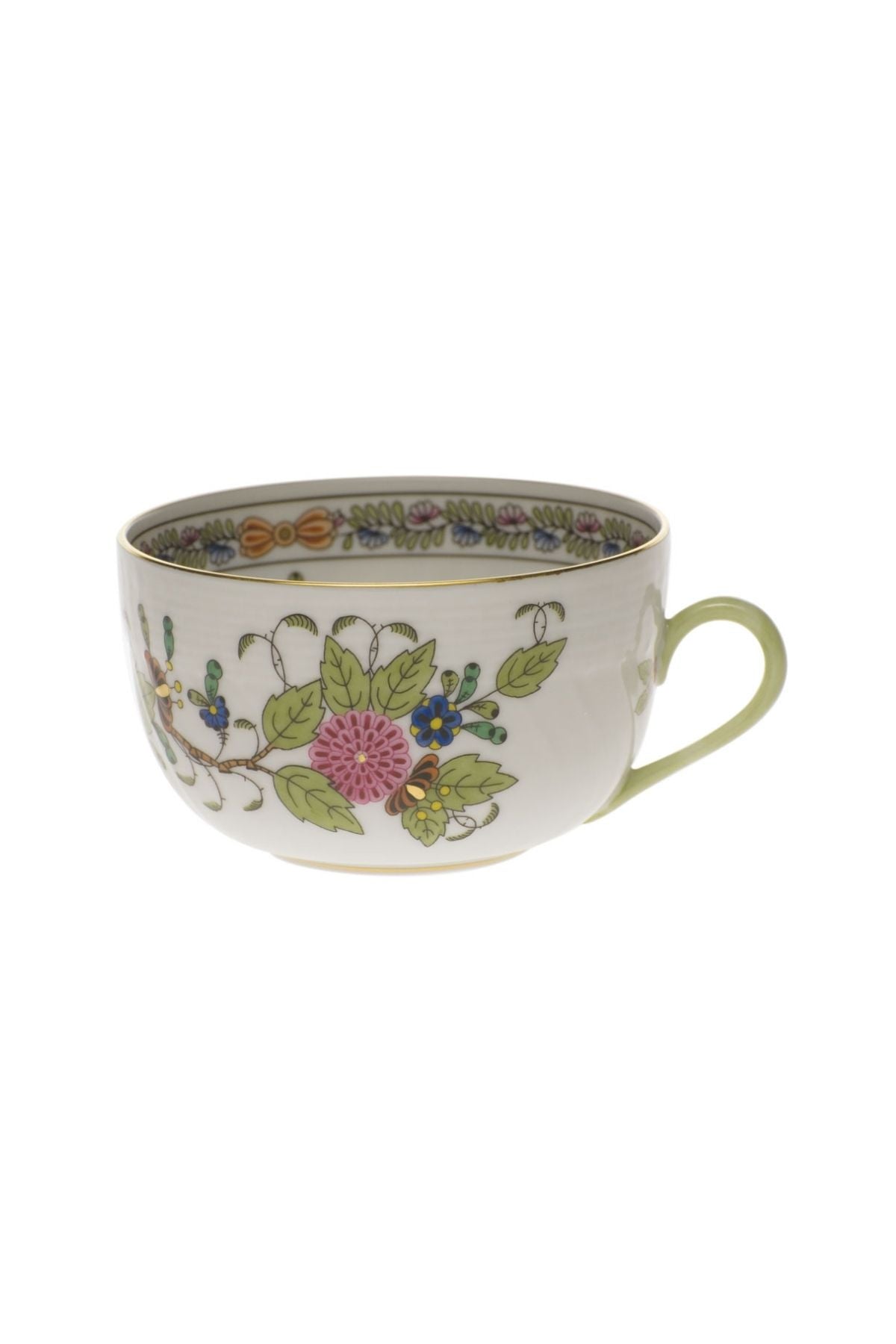 Porcelain dinnerware that has rich colors in an exotic pattern that stand alone with a solid cloth or add strong layers to a Bohemian look.