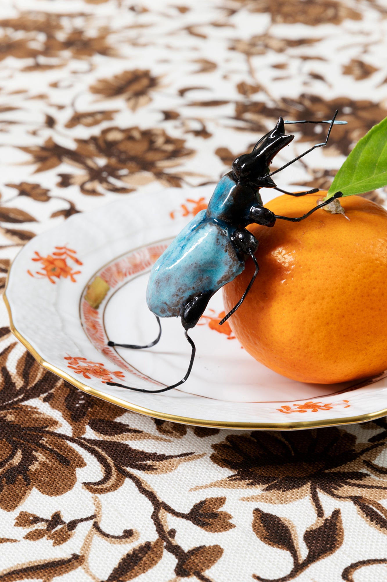 Chinese Bouquet dinnerware is Rust is one of Herend’s most popular Oriental designs from the 1930s. Each piece is hand painted on white porcelain including 24k accents.