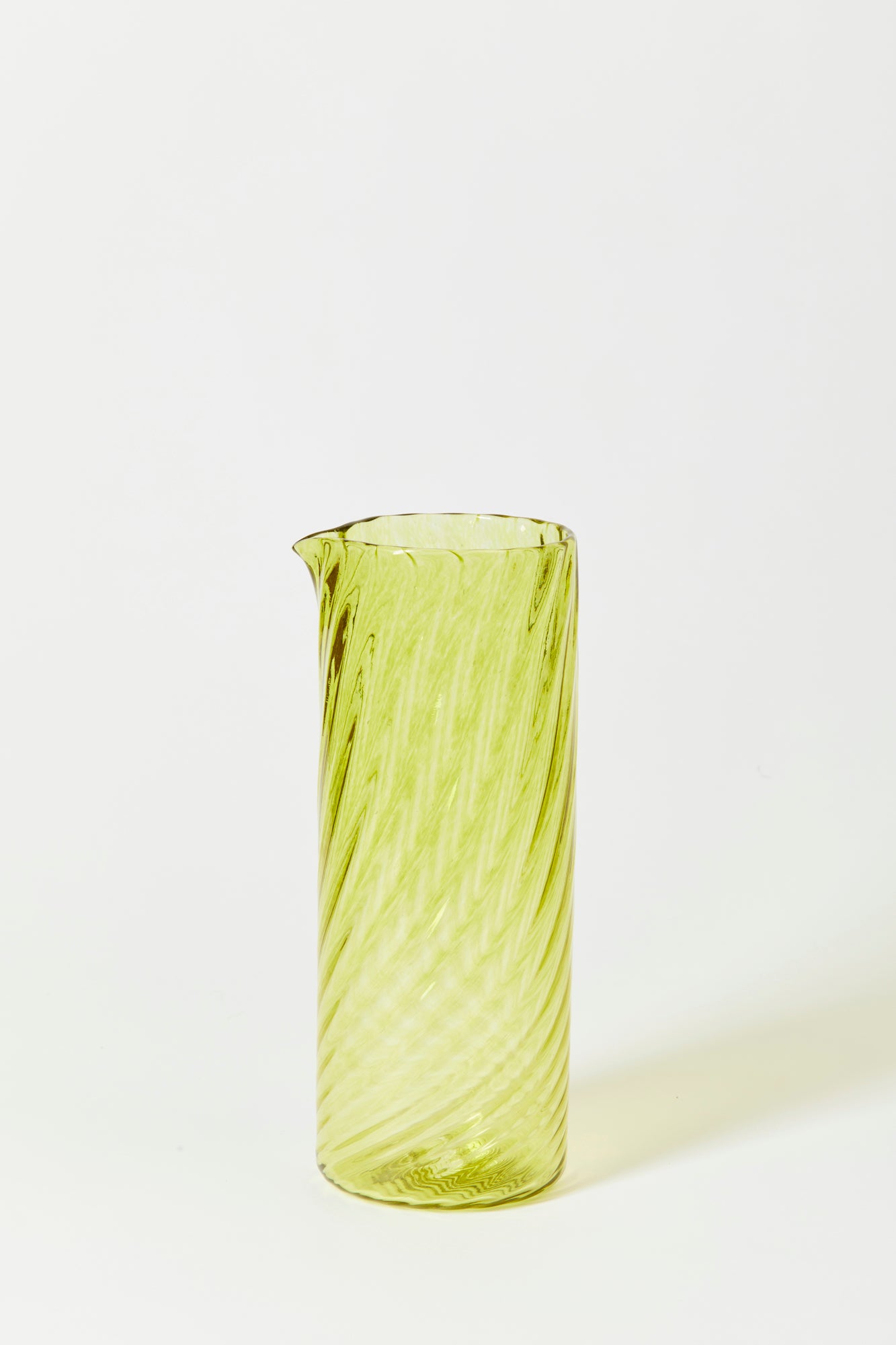 Handblown glass pitcher in Chartreuse.