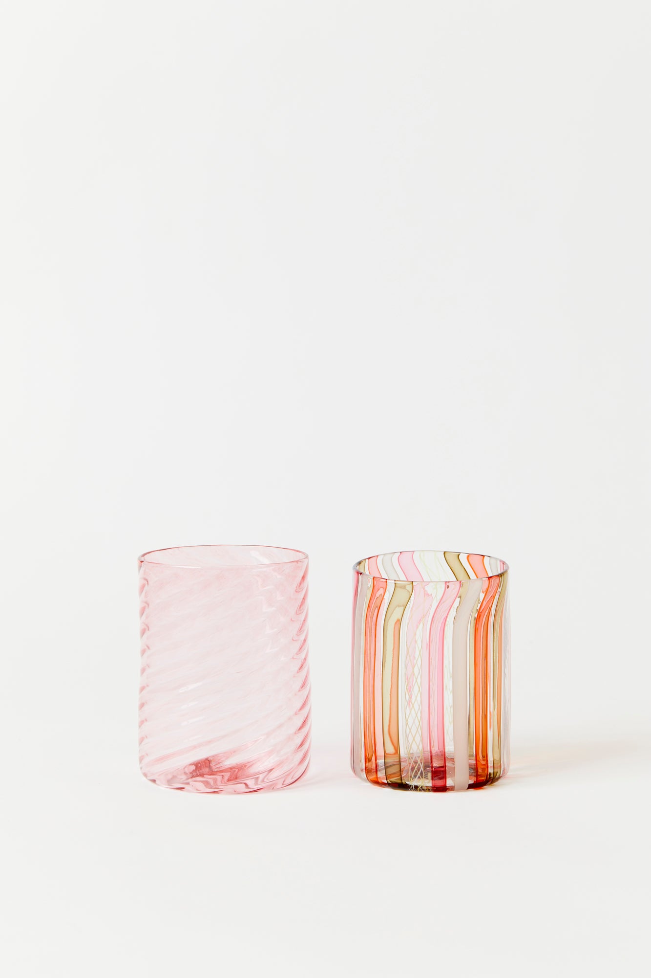 Twisted glass tumbler handblown by Tracy Glover.