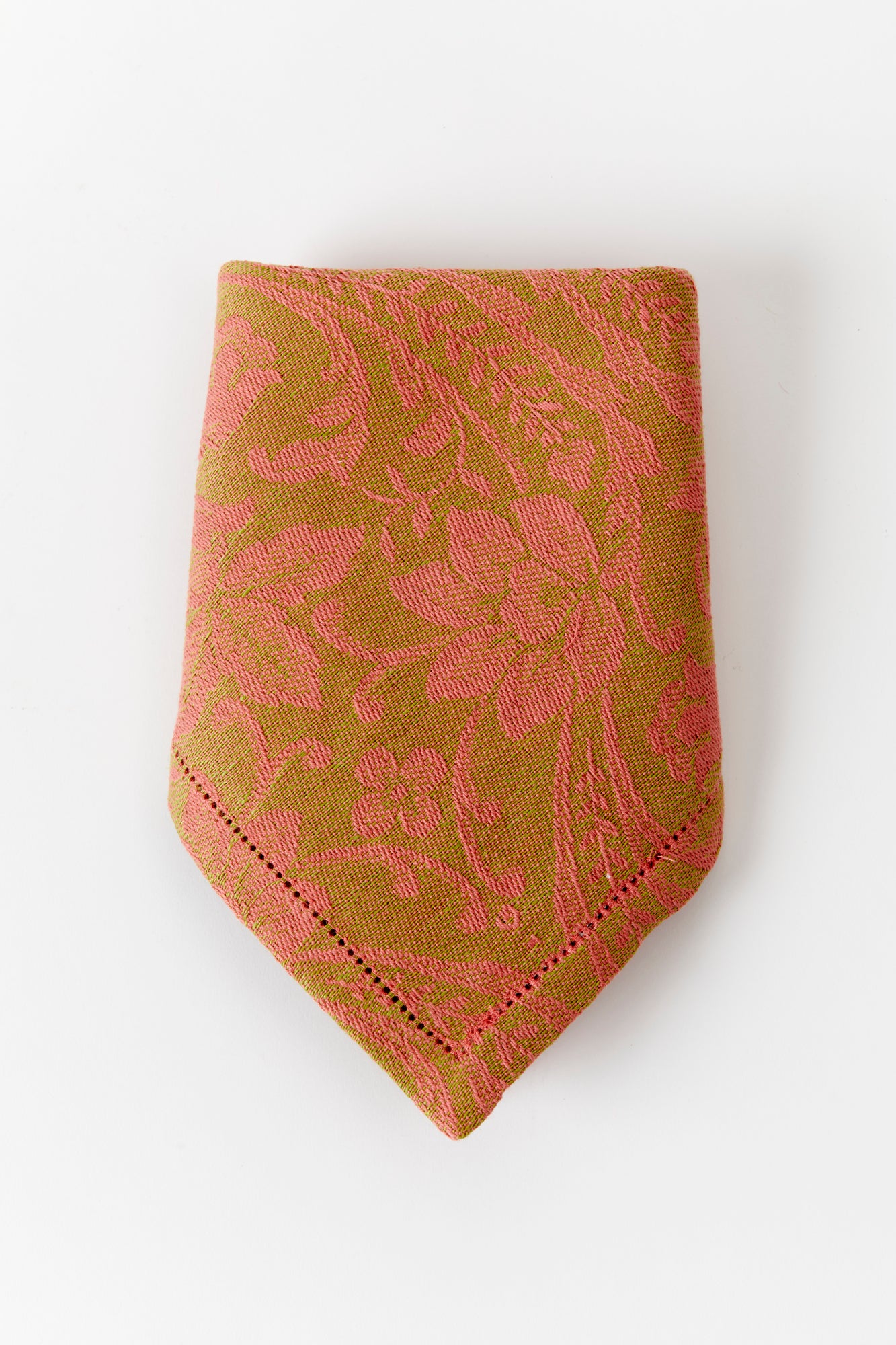 CORAL & CHARTREUSE JACQUARD DINNER NAPKIN