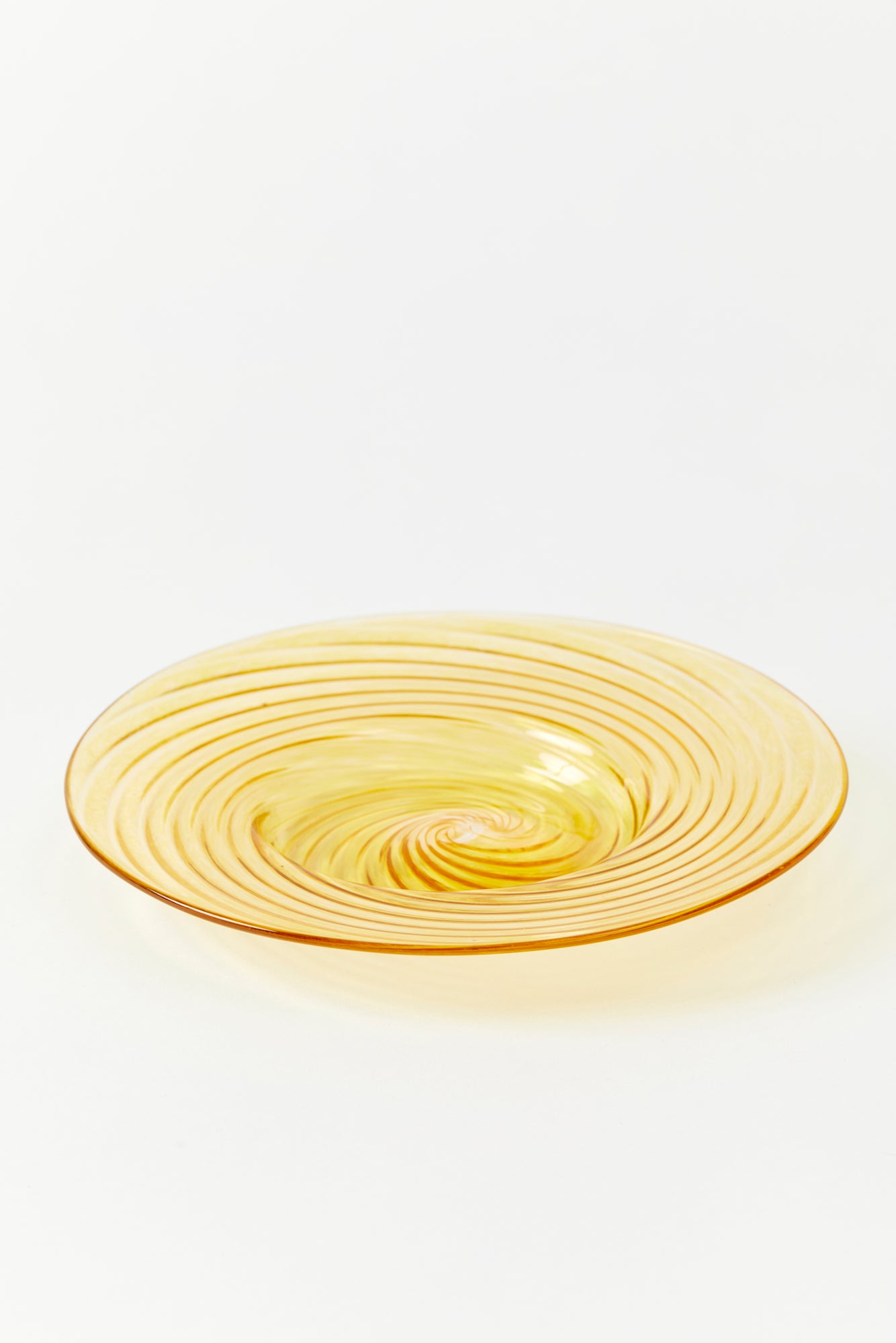 Handblown gold glass salad plate.