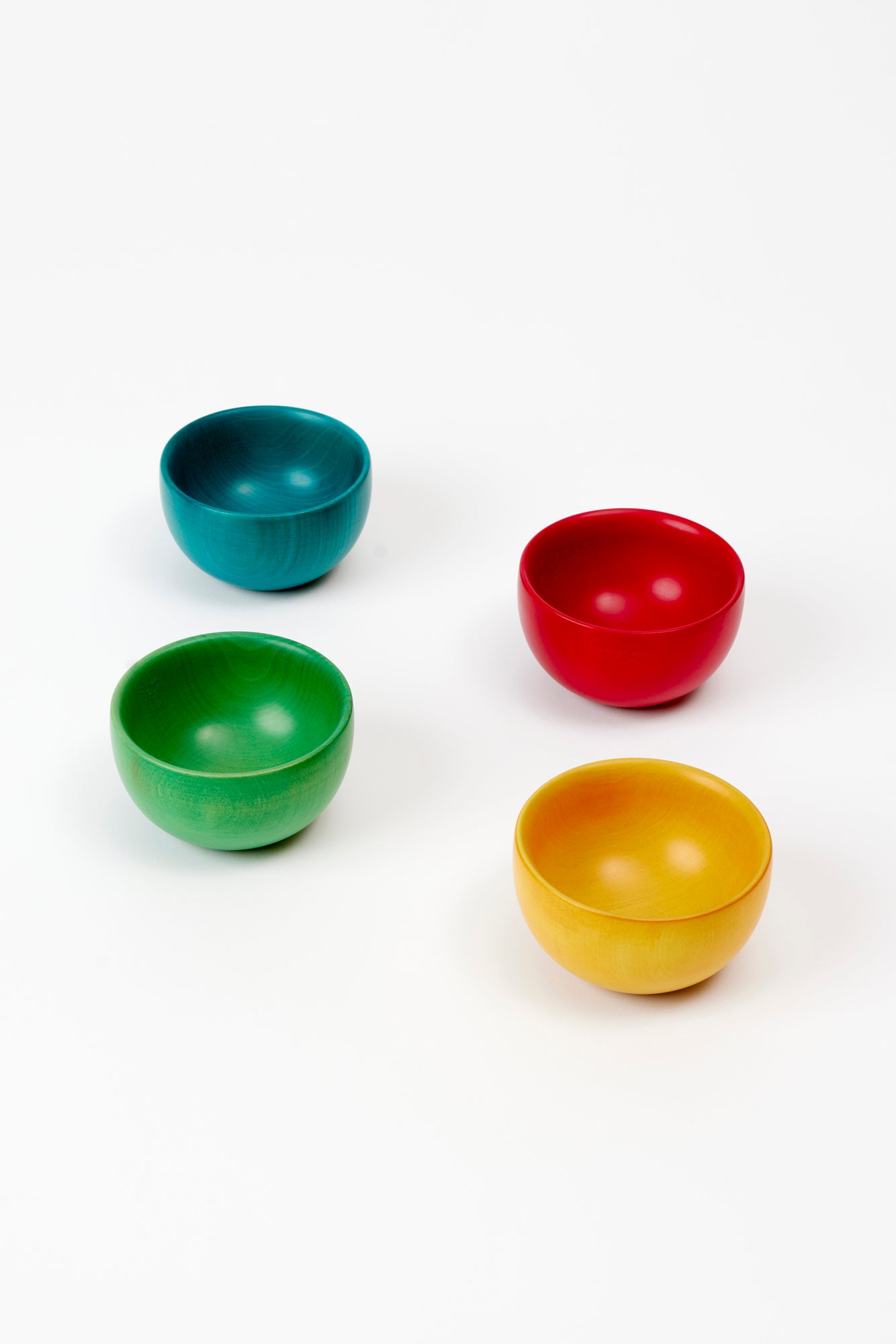 Colorful wood nut bowls.
