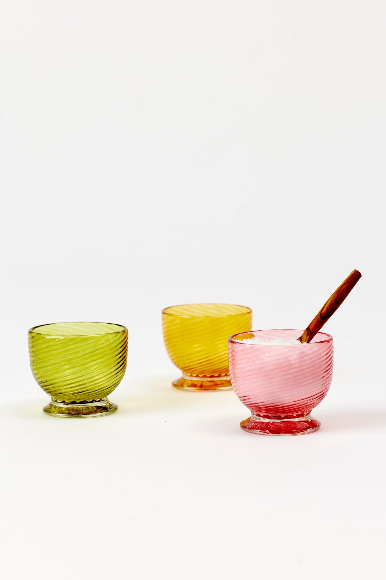 Handblown salt cellars. Made by Tracy Glover.