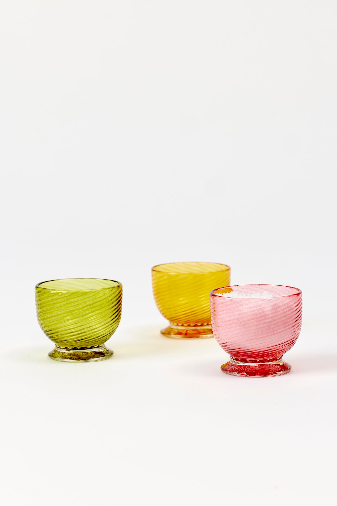 Handblown salt cellars. Made by Tracy Glover.