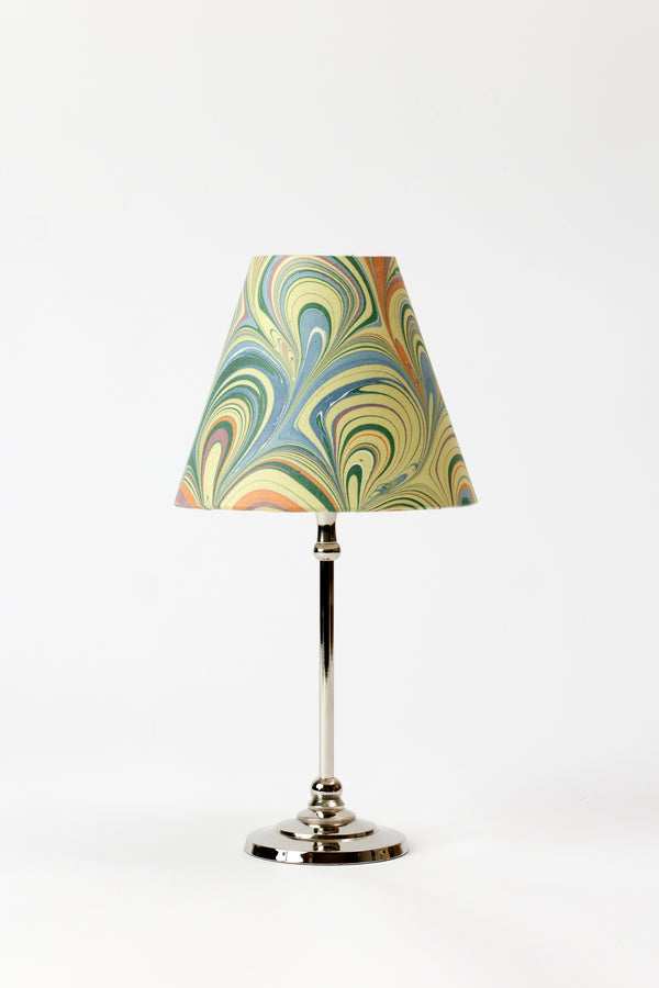 MARBLED PAPER TABLE LAMP SHADE BLUE & GREEN