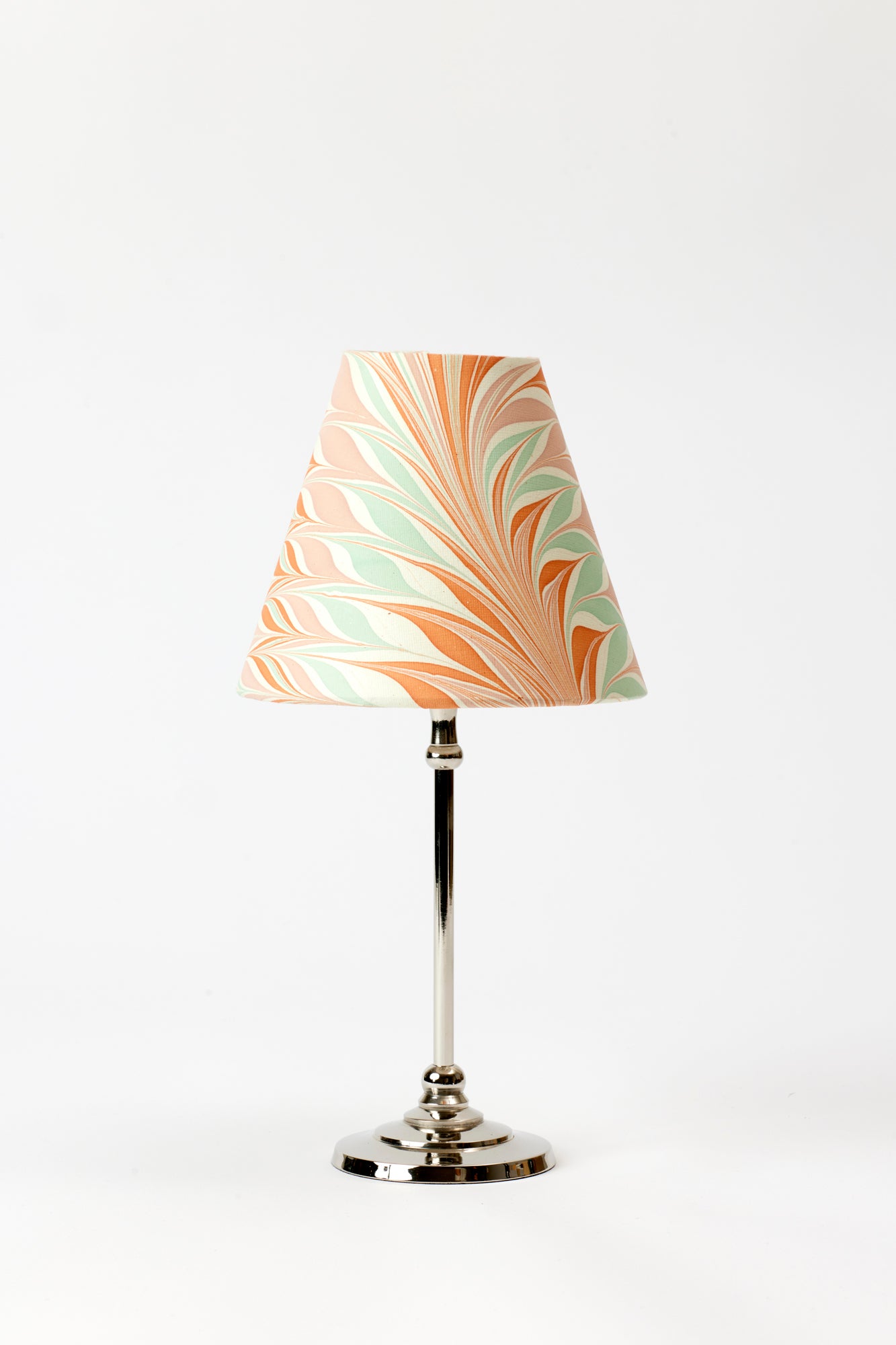 Marbled paper table lamp shade.