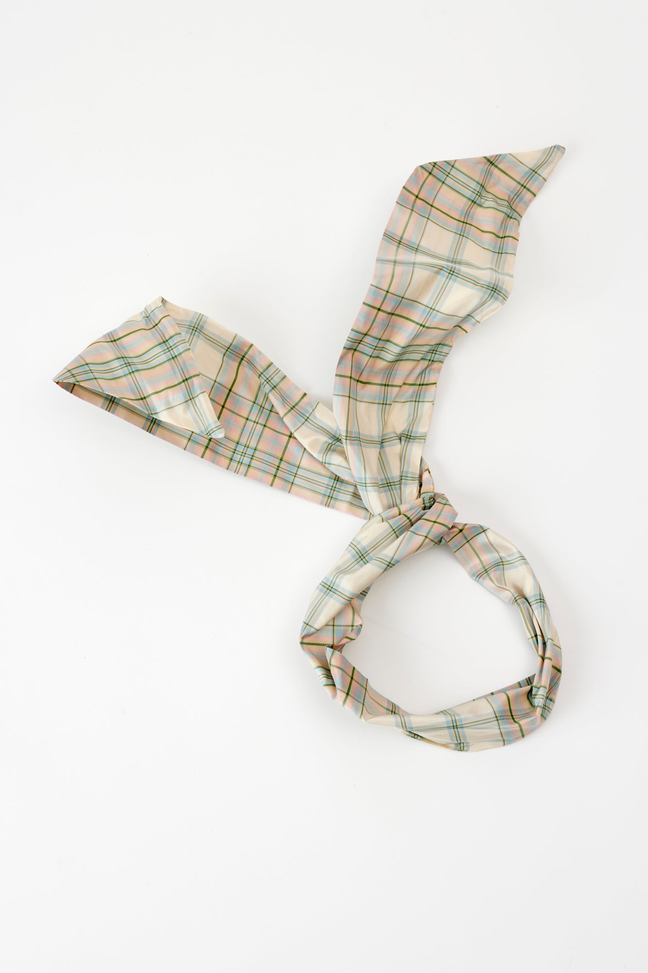 Patterned bunny ear head wrap.