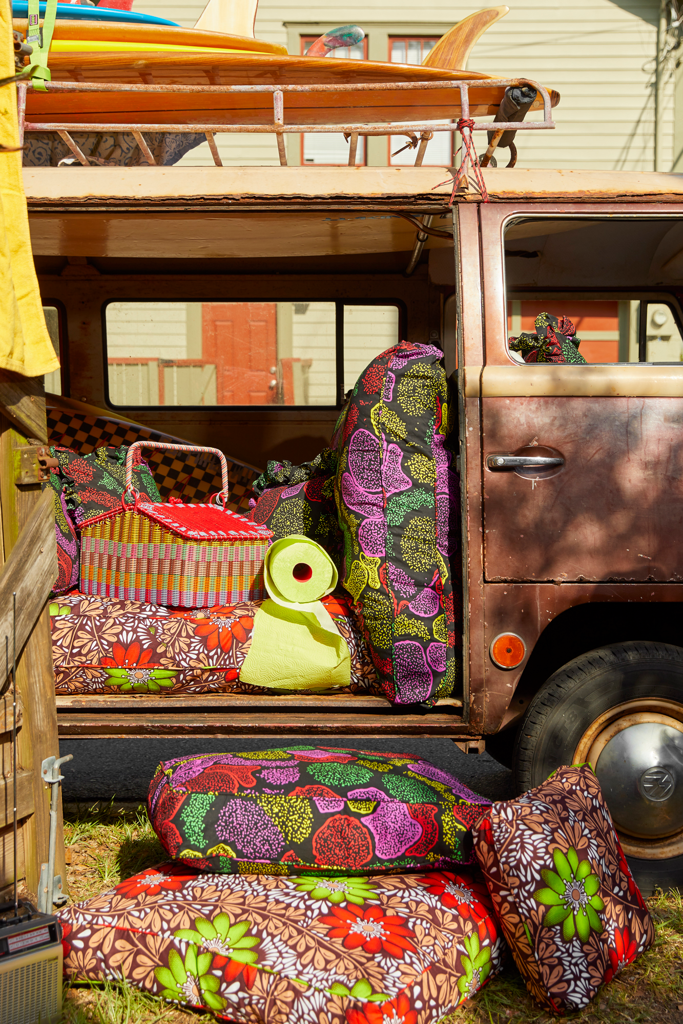Floor cushions. The designs are inspired by over 100 years of African wax print tradition with a twist to incorporate modern South African aesthetics.