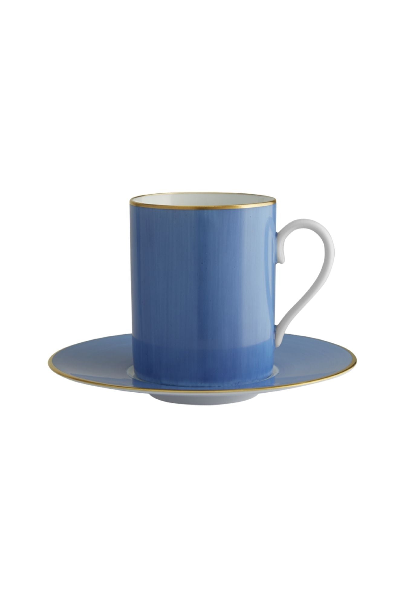 Hand-painted and blue bandedmudd and saucer.