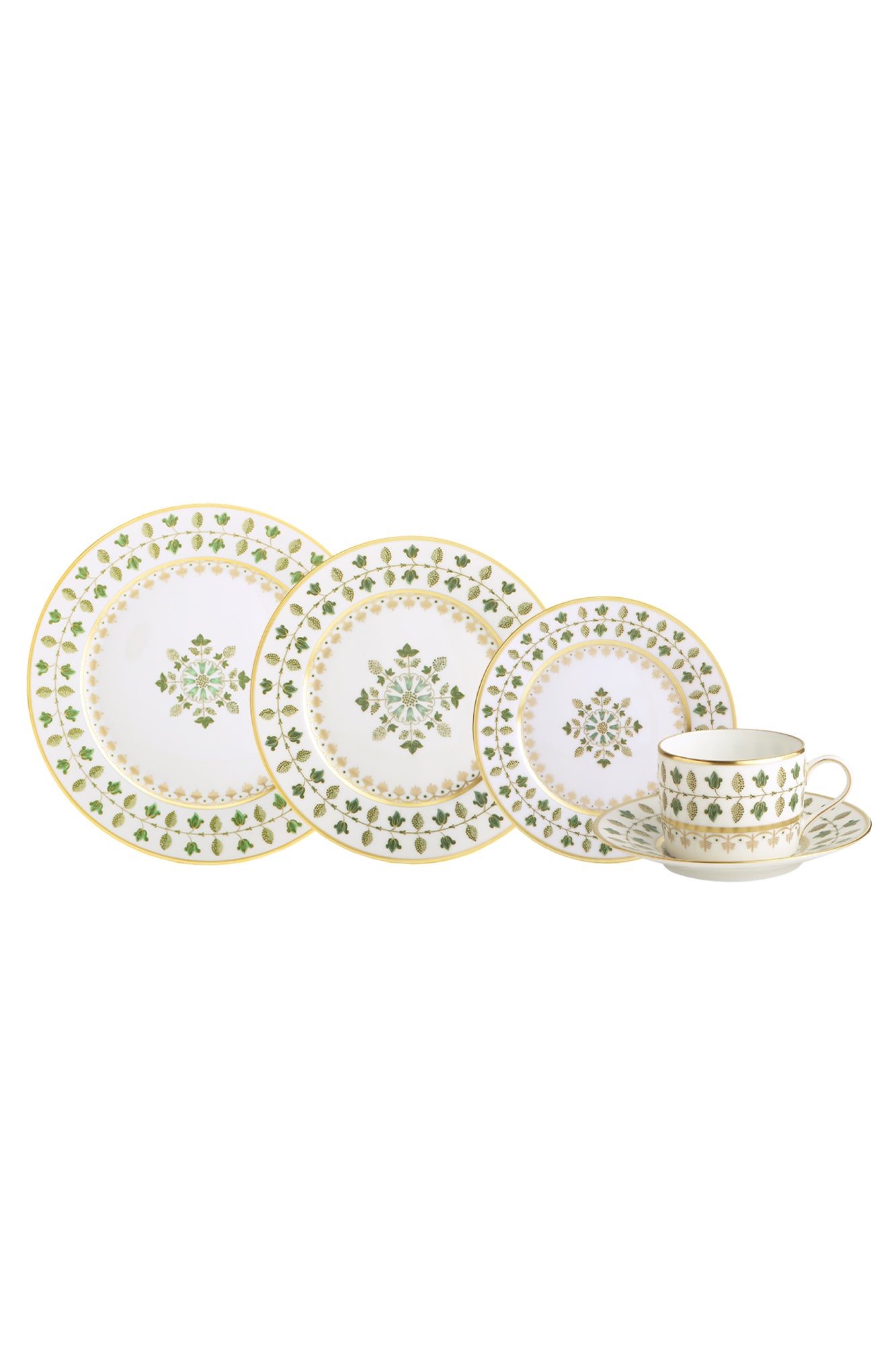 Matignon Green. This elegant dinnerware was created by Robert Haviland and C. Parlon in collaboration with the then Prime Minister and is based on a Japanese design.