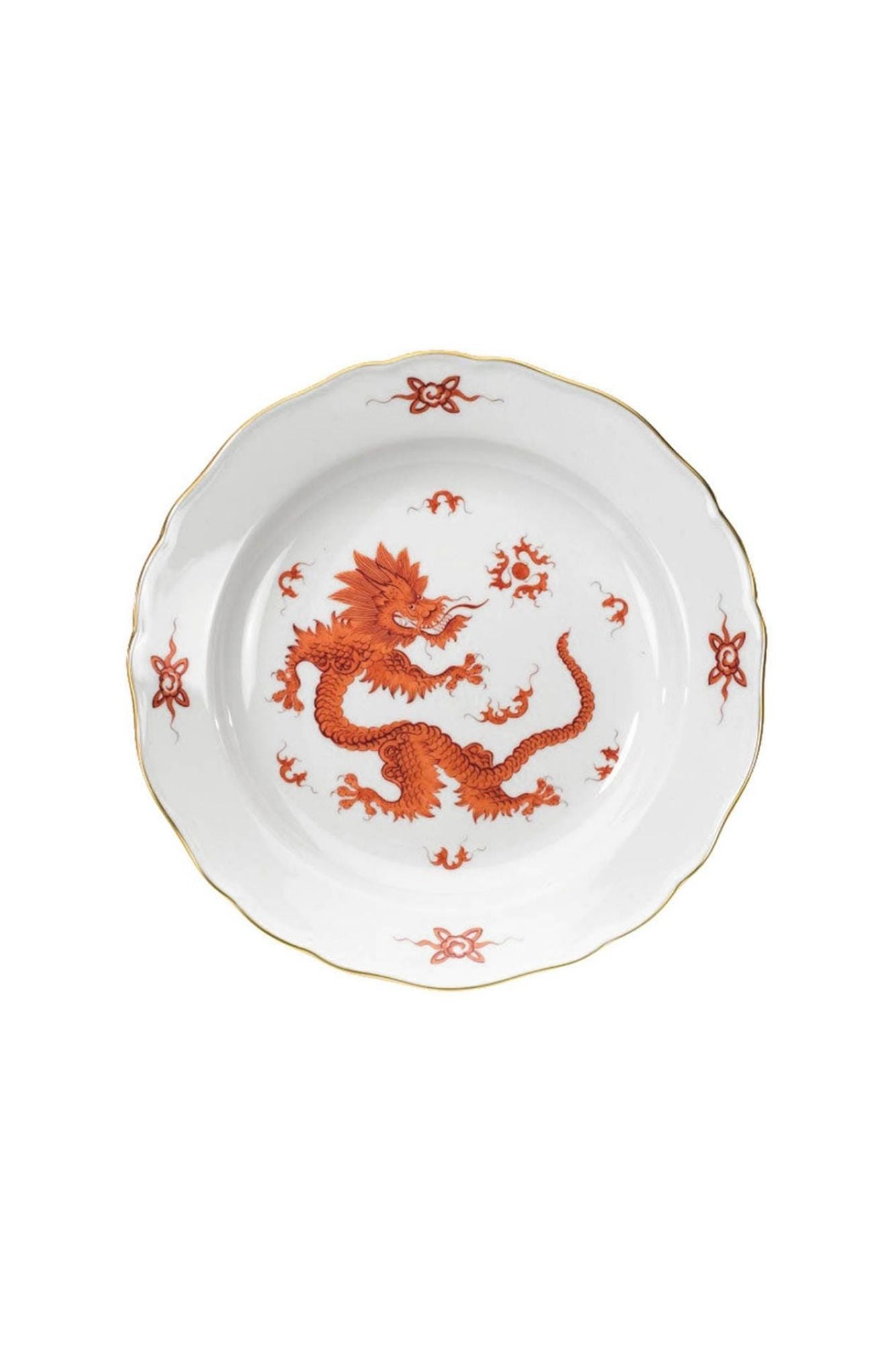 The Chinese Ming Orange-Red Dragon dinner plate is one of Meissen's oldest and most popular designs.