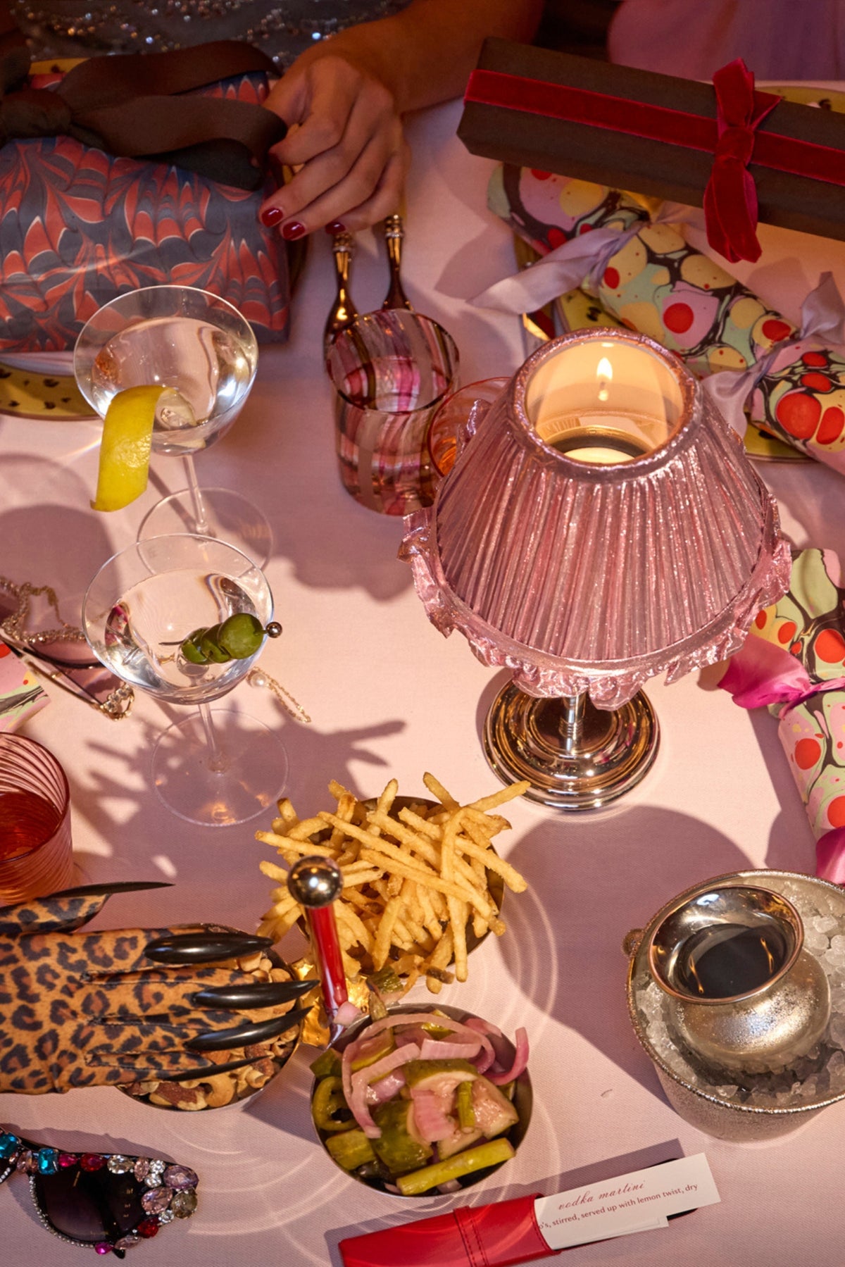 LAMÉ RUFFLED TABLE LAMP SHADE