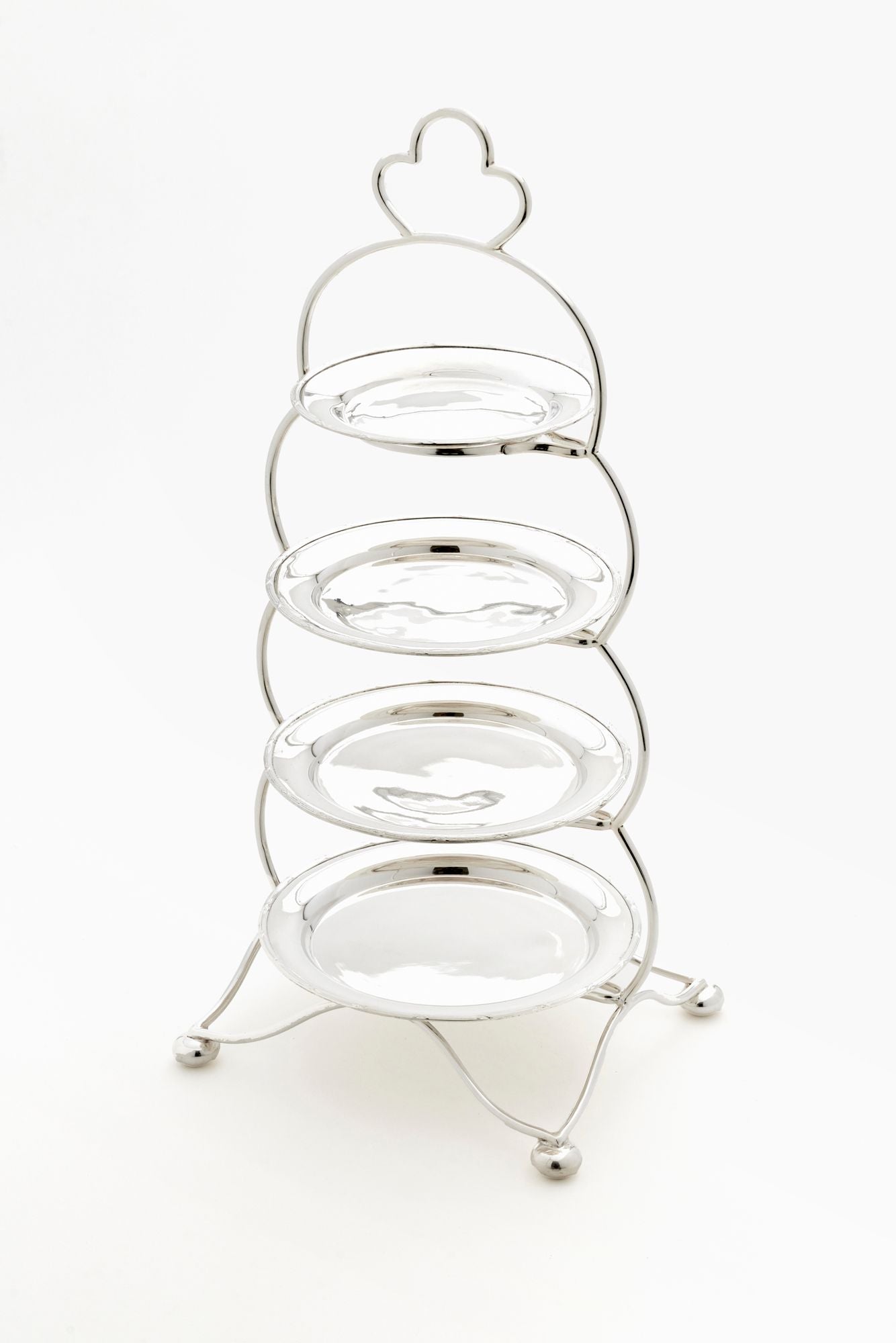 VINTAGE 4-ENGLISH SILVER 4-TIER TEA STAND.
