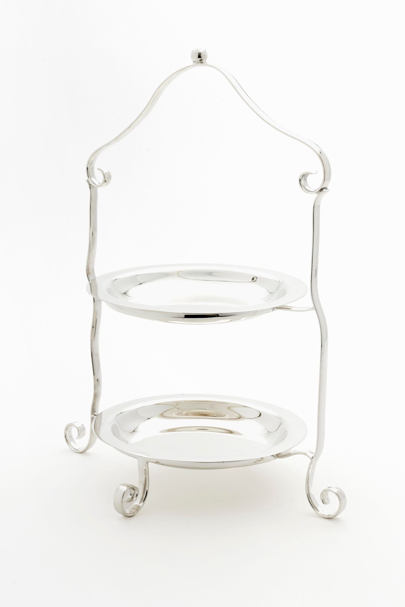 VINTAGE ENGLISH SILVER 2-TIER TEA STAND.
