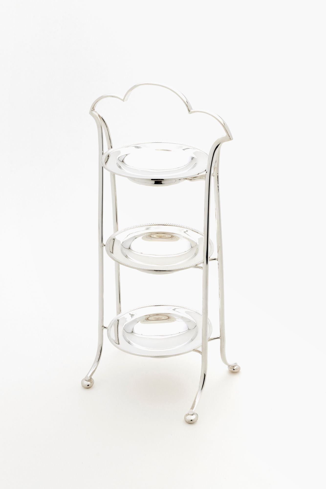 VINTAGE ENGLISH SILVER 3-TIER TEA STAND.