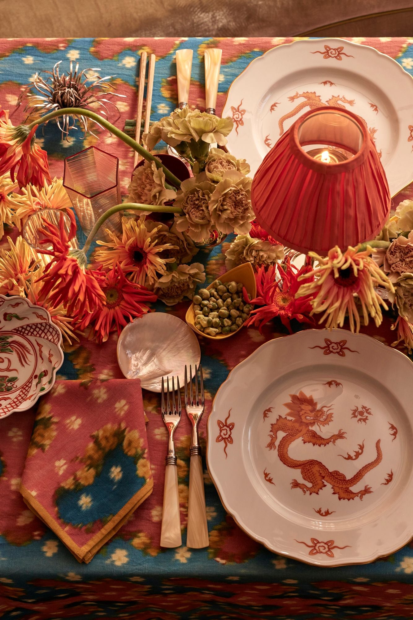 CORAL SILK TABLE LAMP SHADE