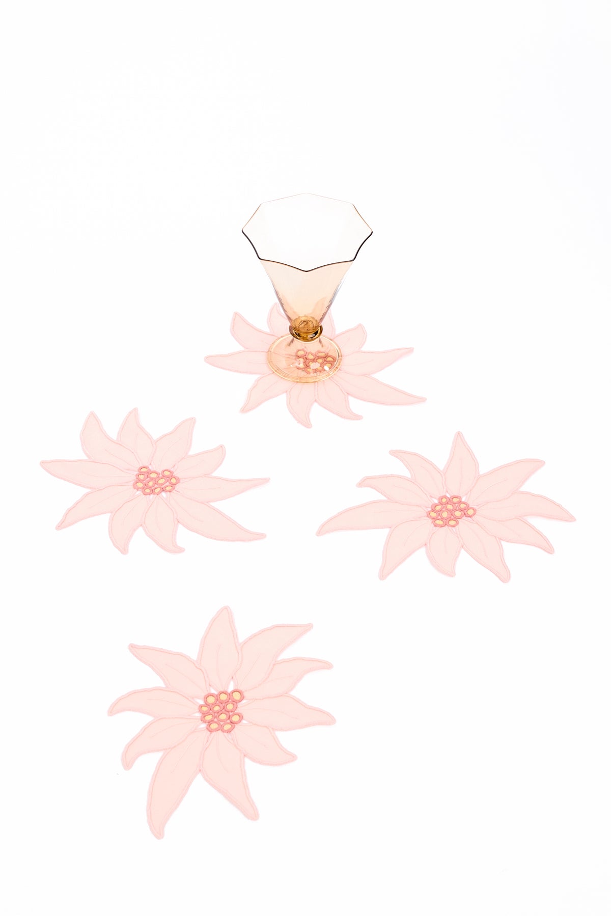 SET OF 4 POINSETTIA COCKTAIL NAPKINS