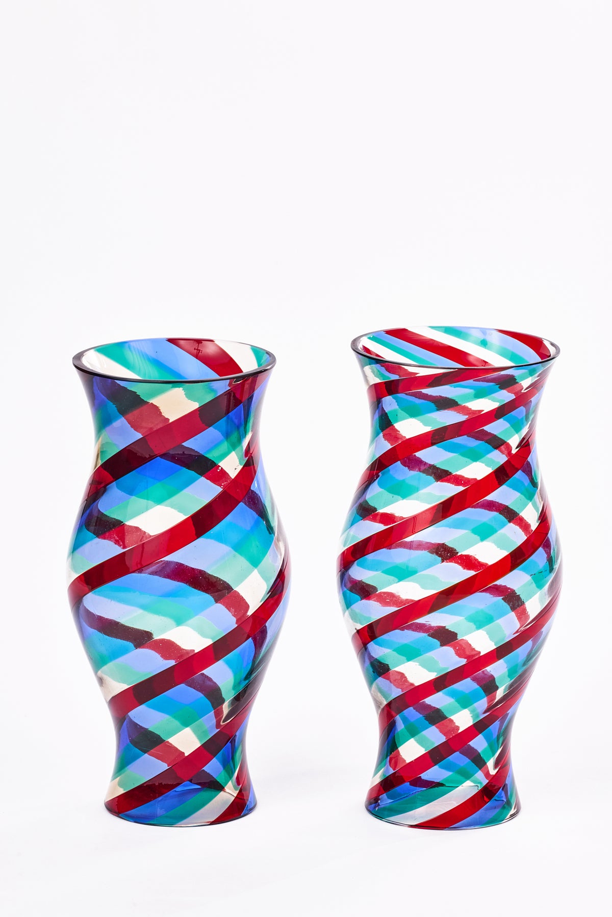 SET OF 2  VINTAGE MURANO STRIPED HURRICANES