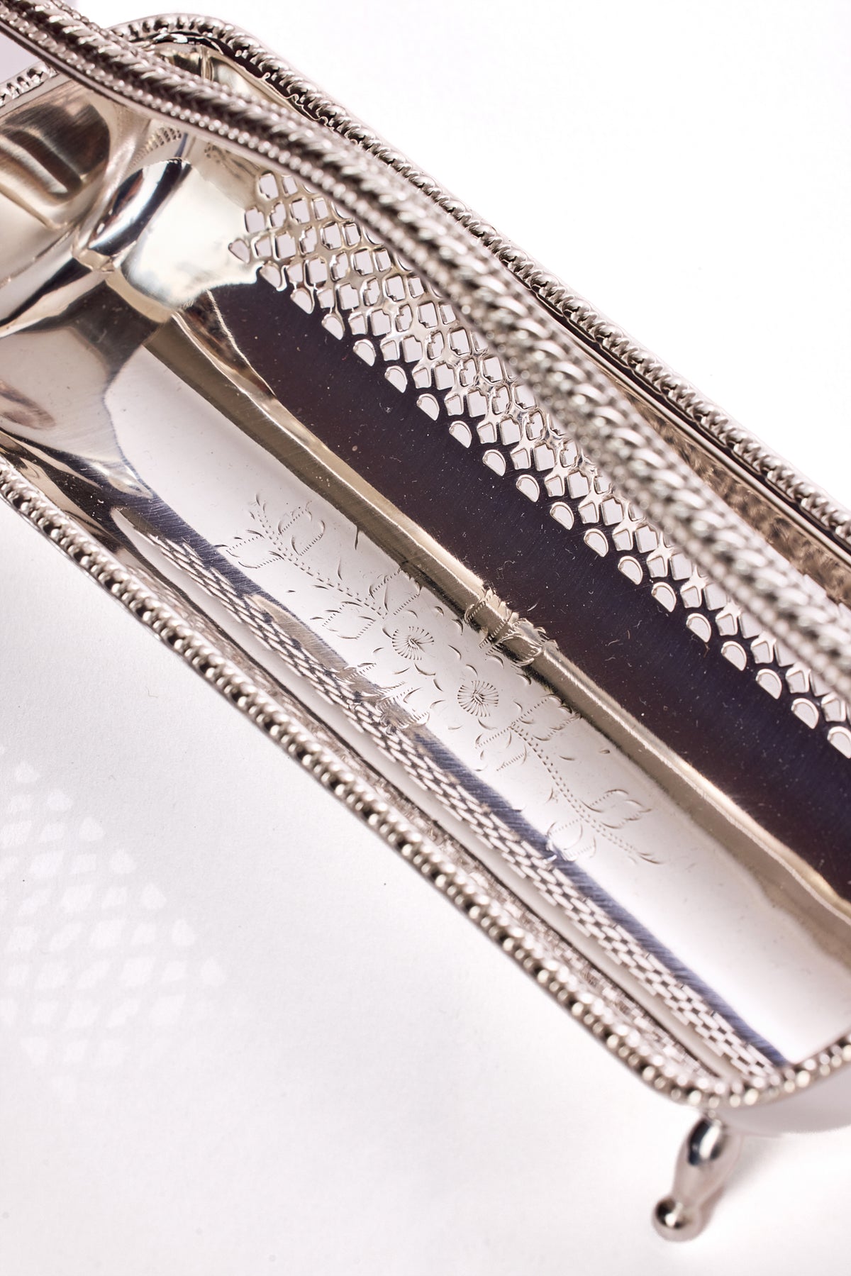 VINTAGE SILVER CRACKER BASKET