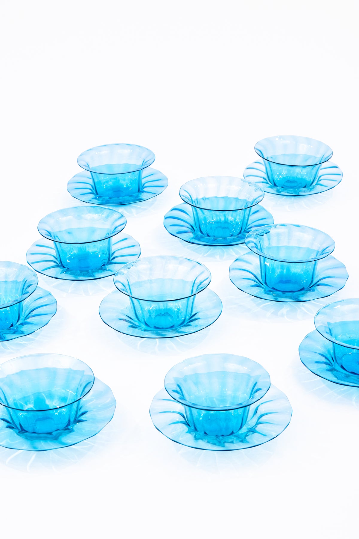 SET OF 10 STEUBEN CELESTE BLUE BOWLS