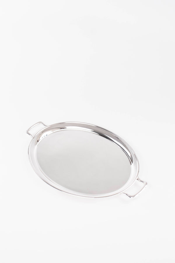 VINTAGE SILVER OVAL TRAY WITH HANDLES