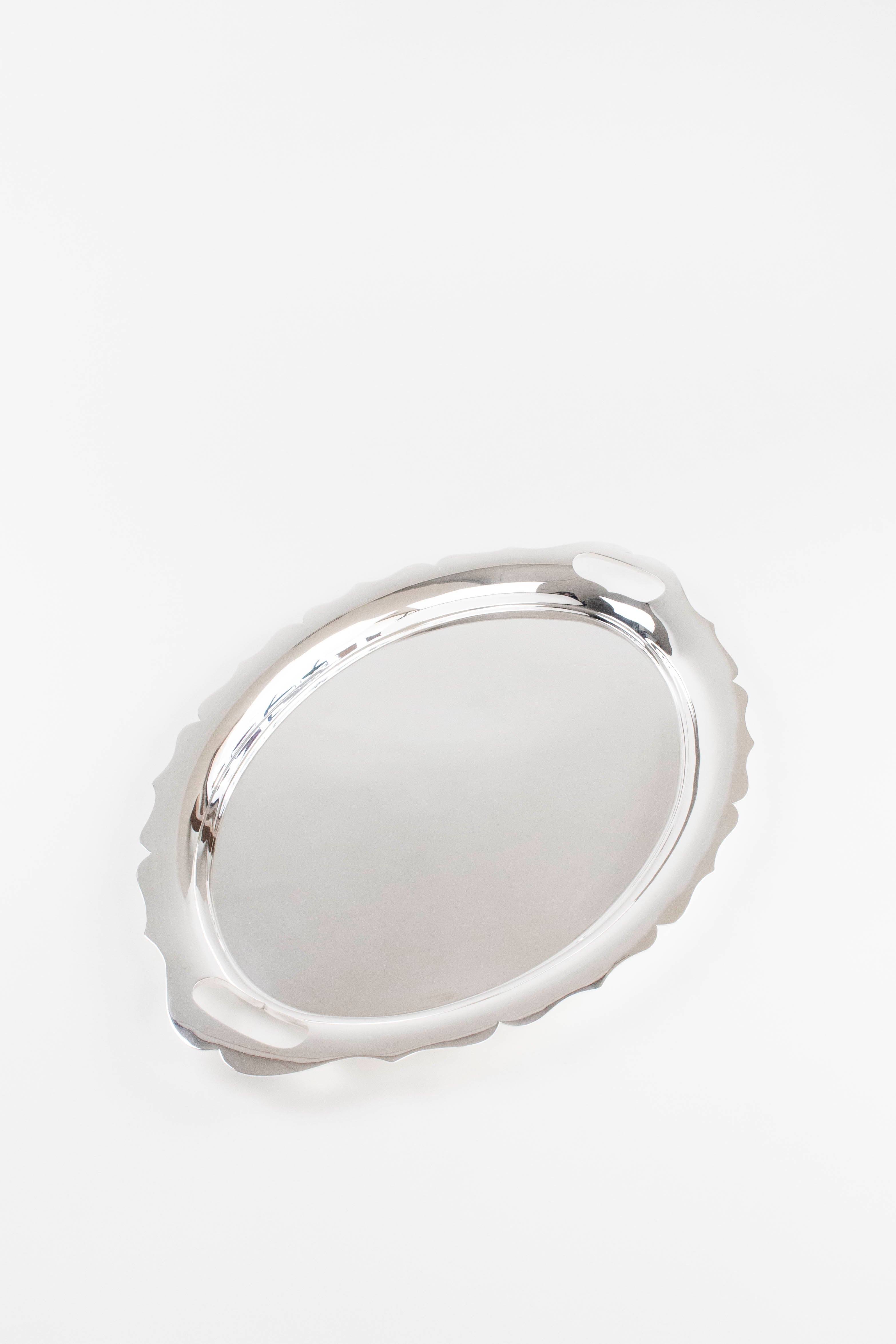 VINTAGE SILVER SCALLOPED OVAL TRAY