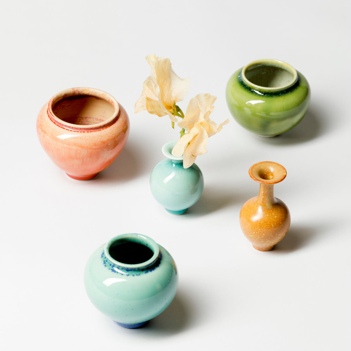 SET OF 5 MINIATURE VASES