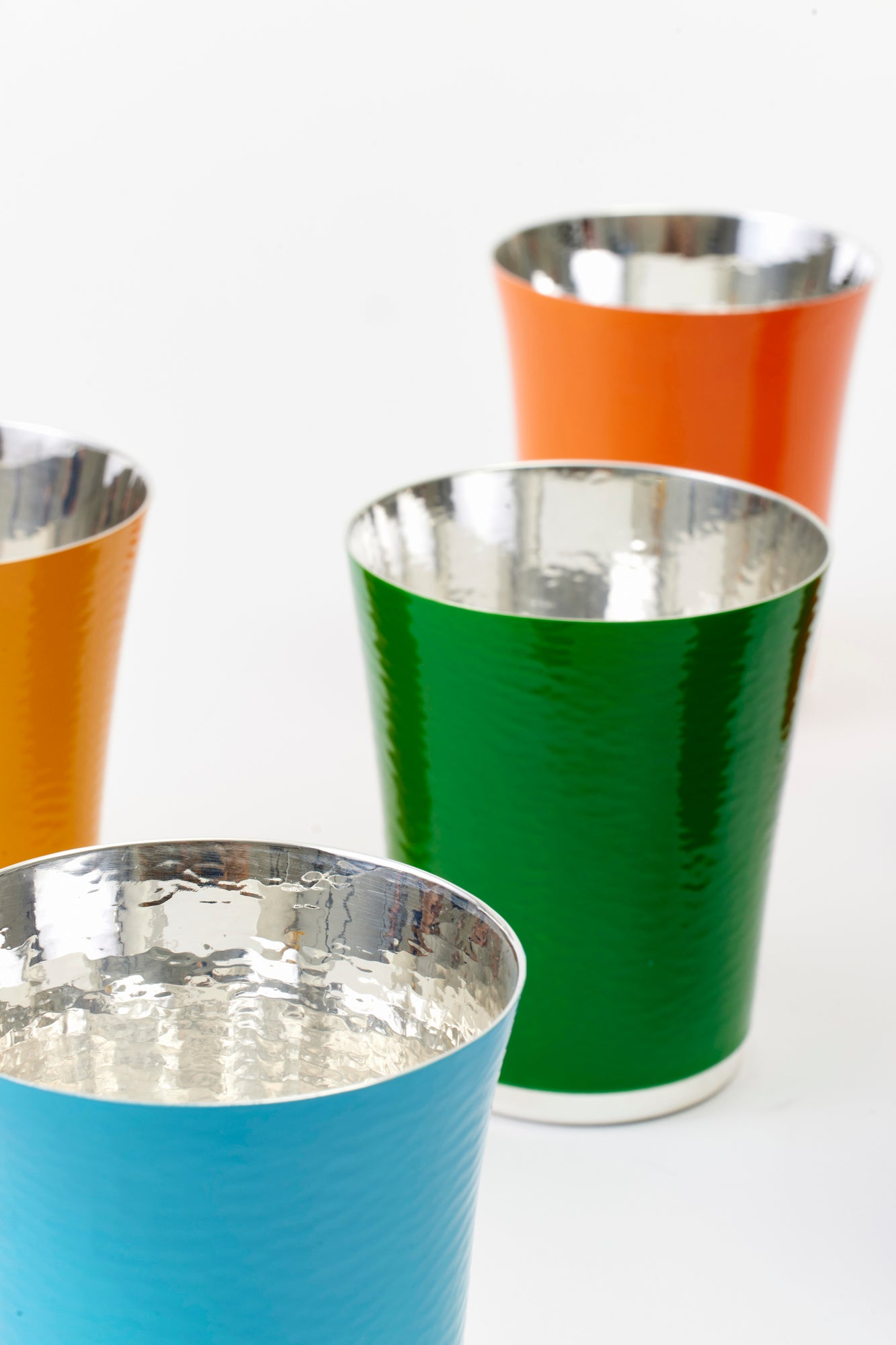 Rainbow silver tumblers.