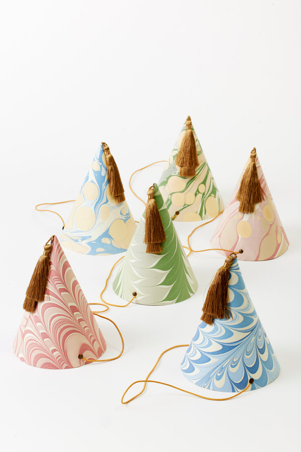 SET OF 6 Marbled Party Hats