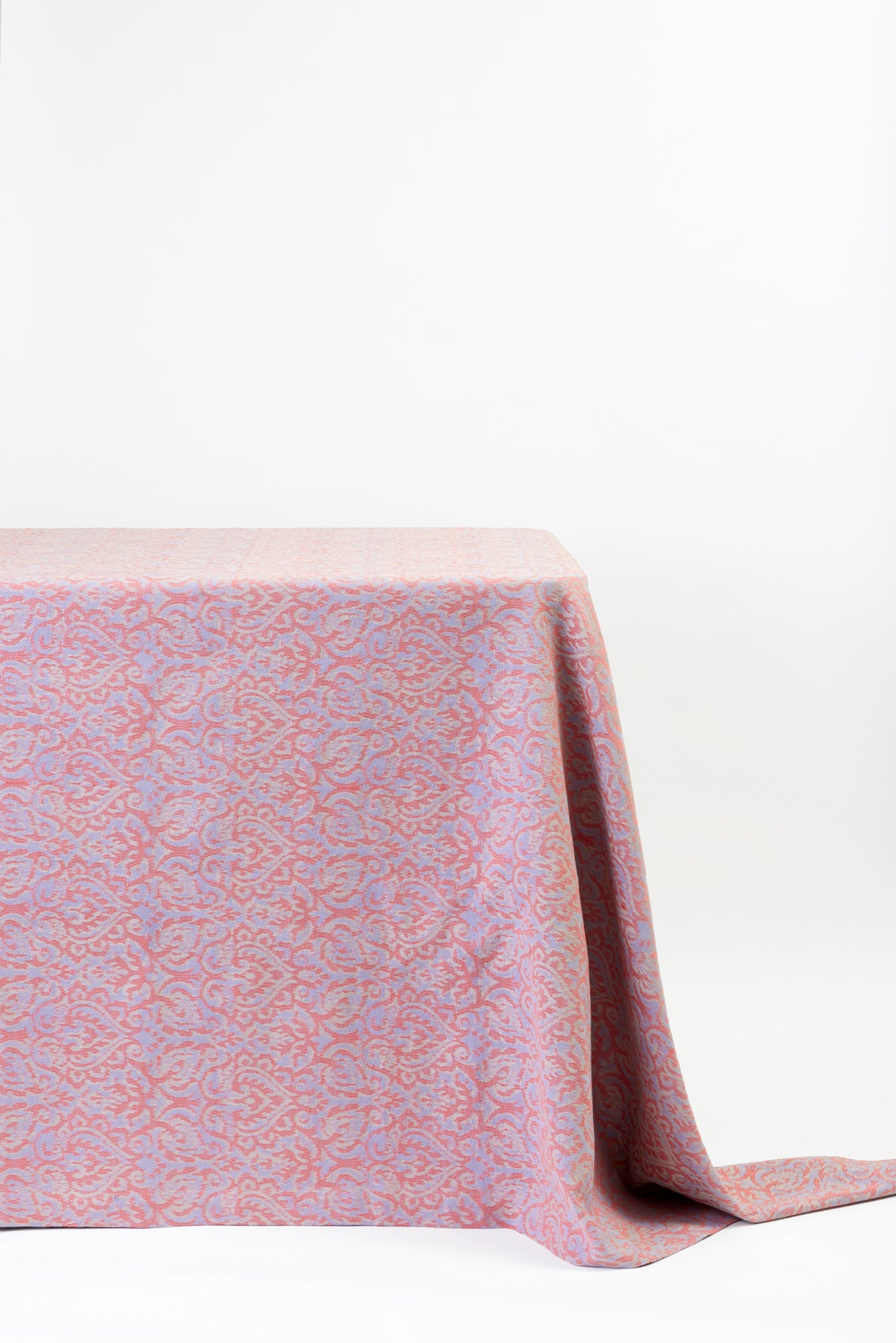 Lilac jacquard tablecloth. Made by hand in the Tuscan hills.