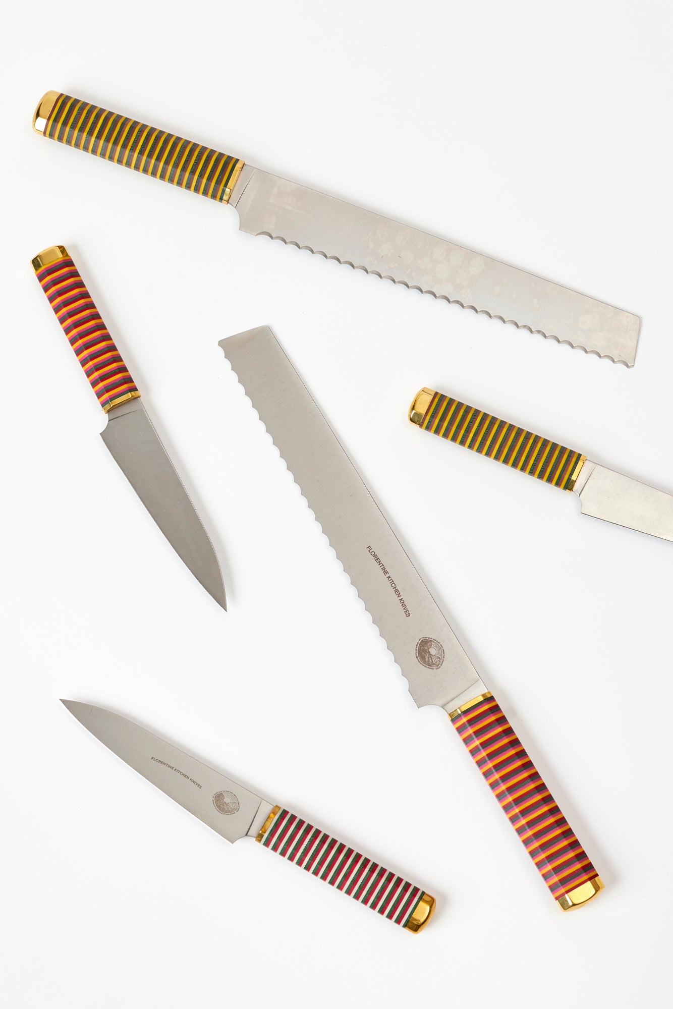 Striped handmade knives.