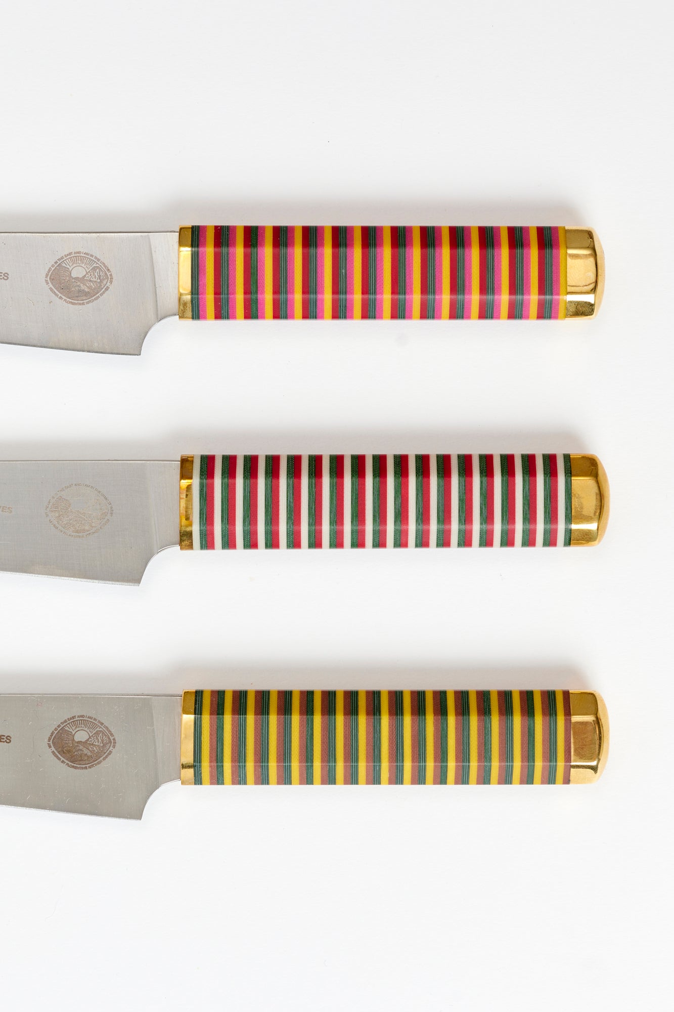 Striped handmade knives.