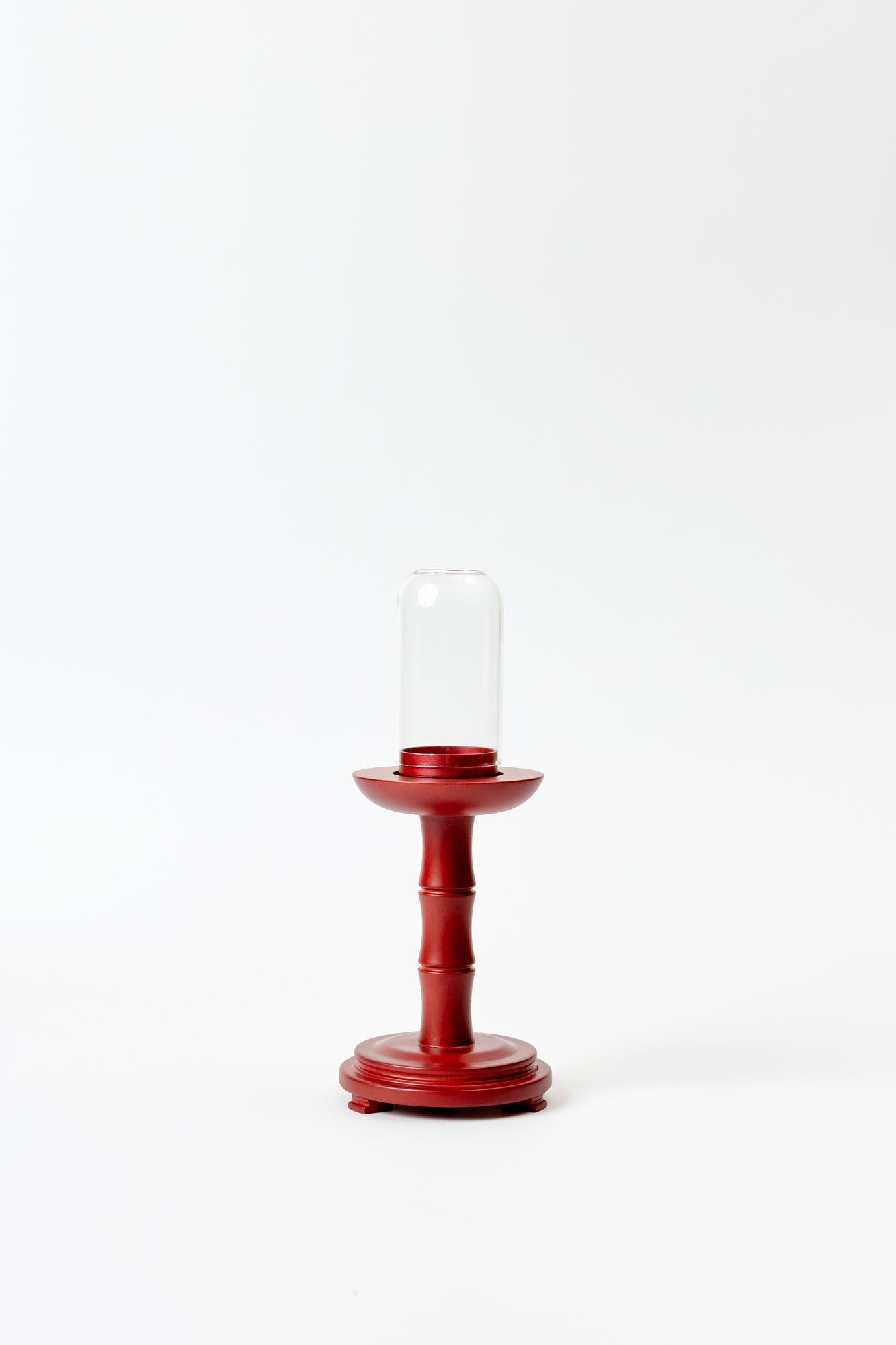 Japanese bar lamp with wooden red base.