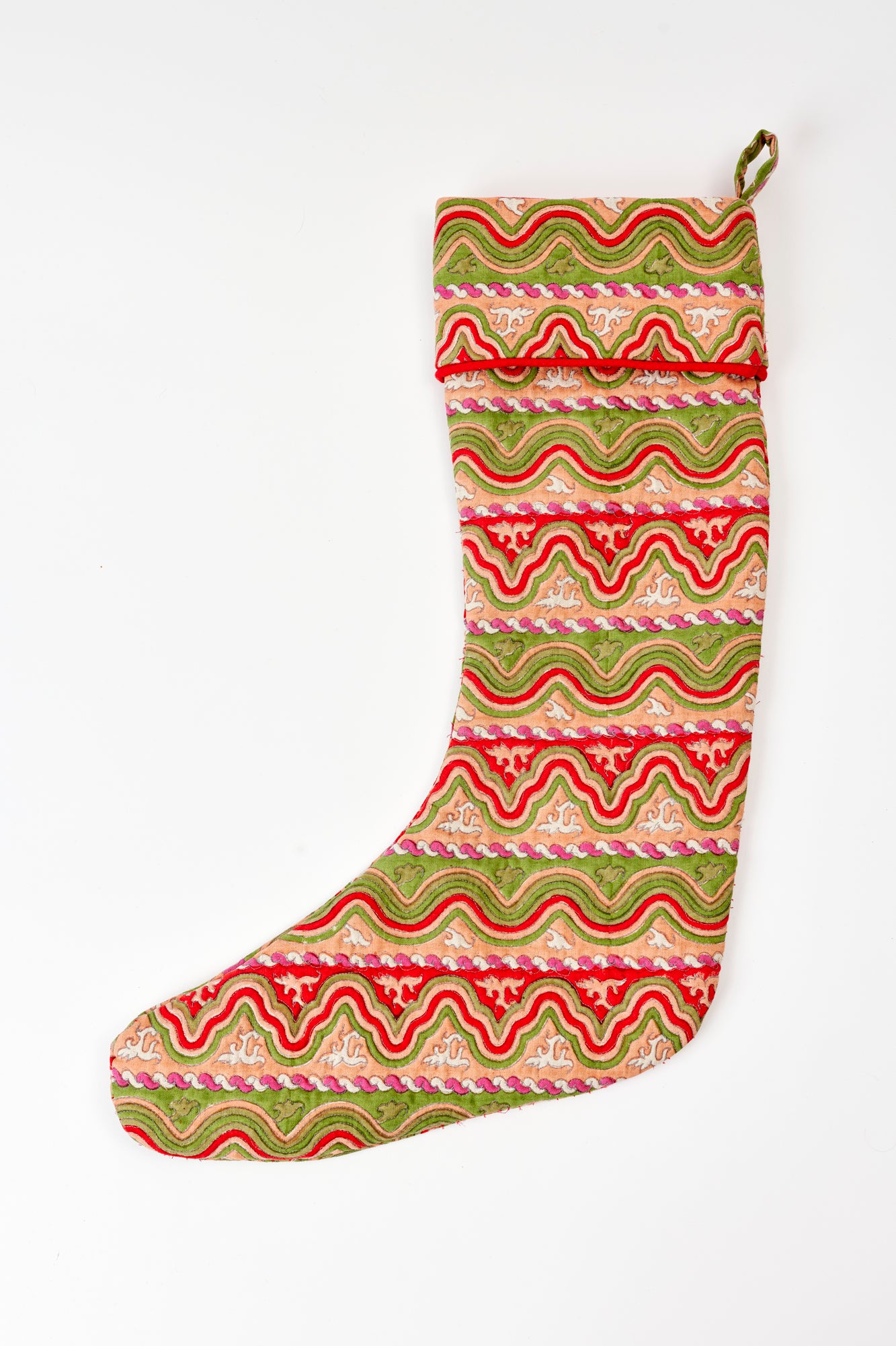 Quilted Mexican waves Christmas stocking.