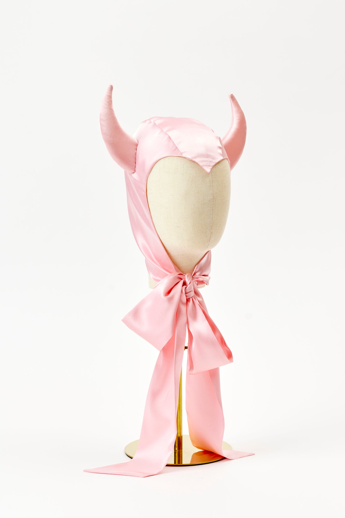 PINK SILK CHARMEUSE DEVIL BONNET