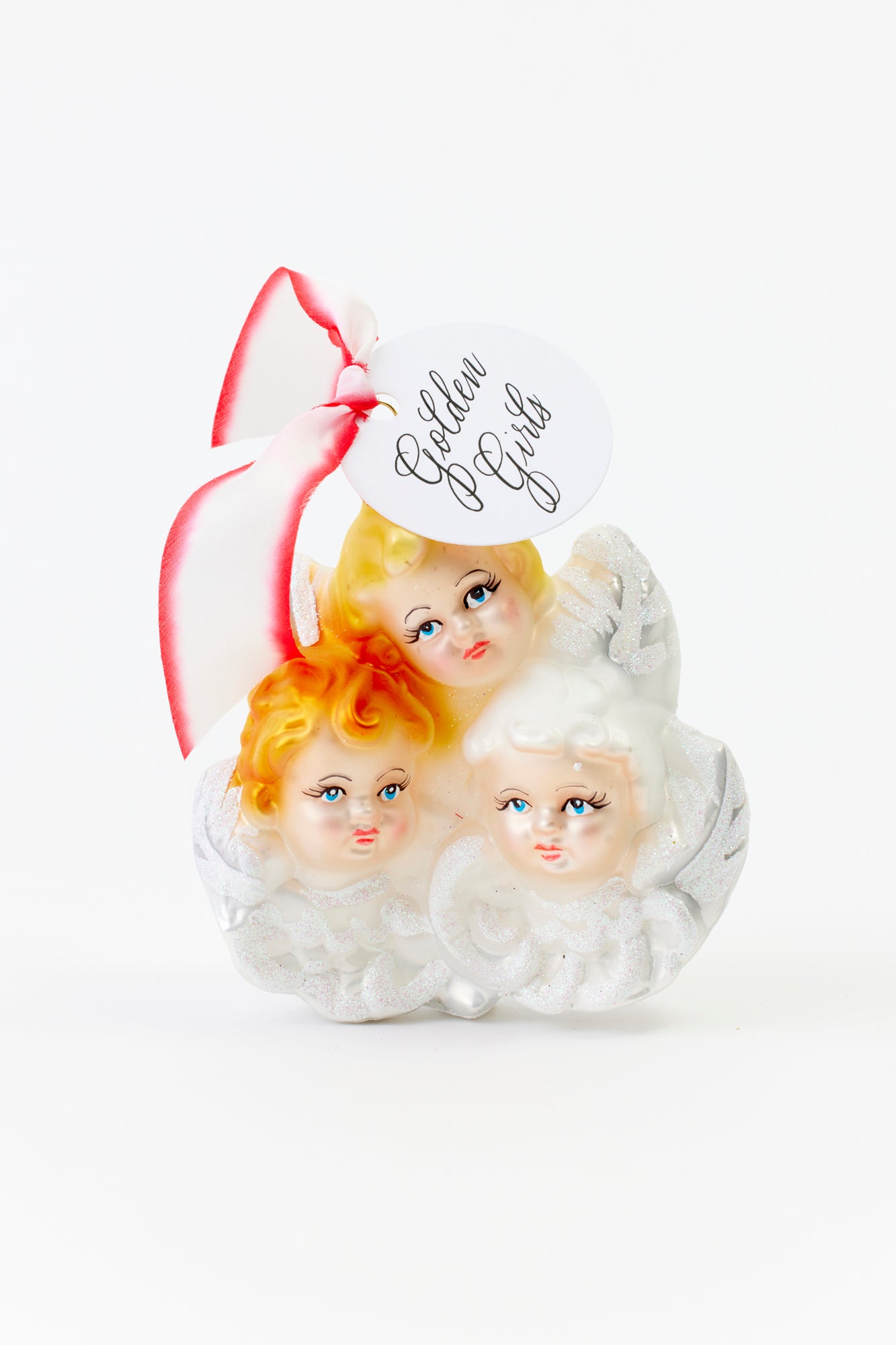 Golden girl and angels ornaments.