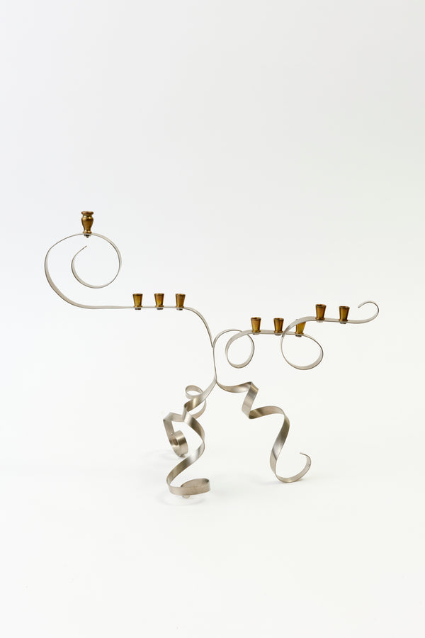 VINTAGE METAL RIBBON MENORAH