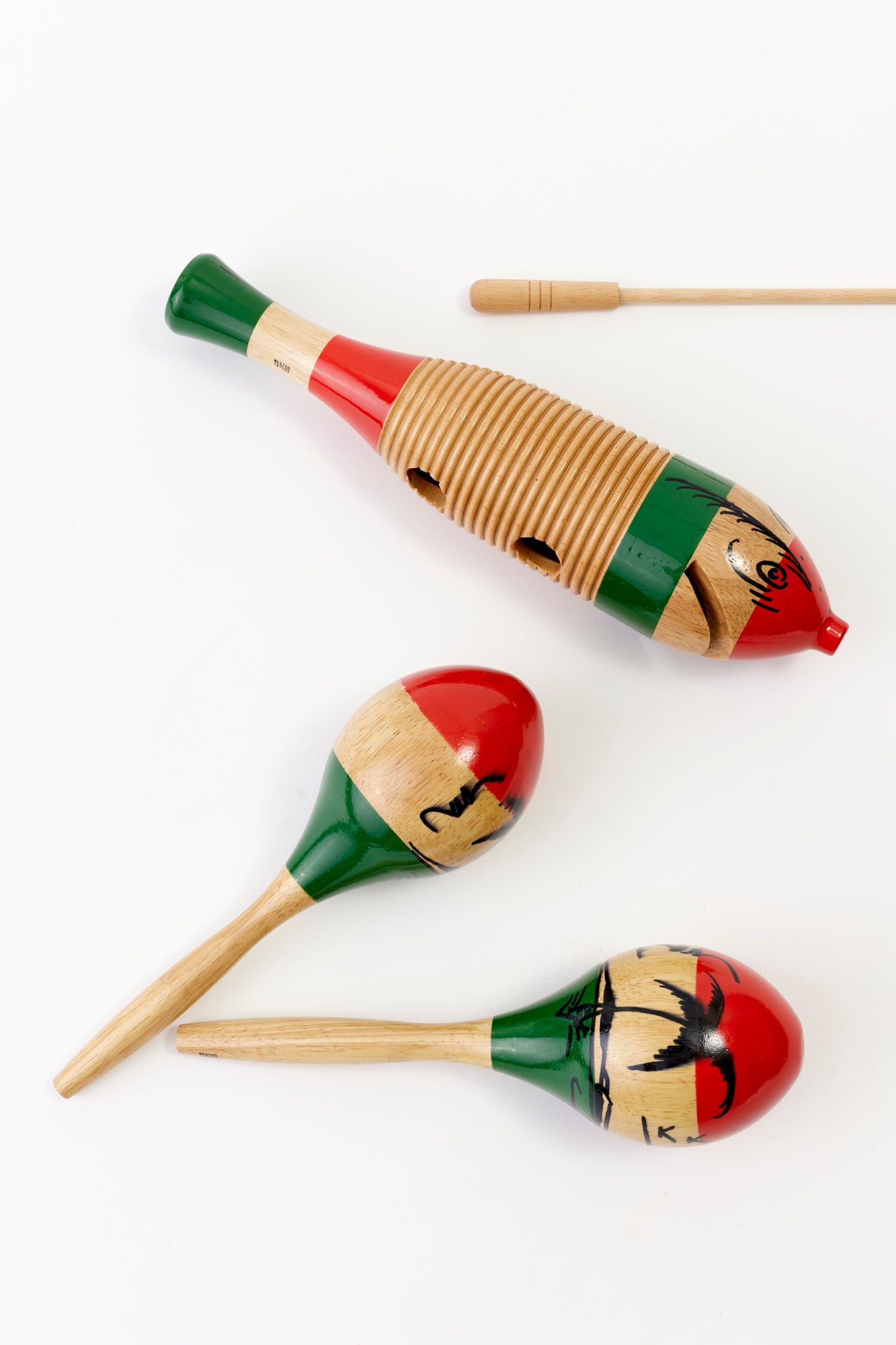 Set of 3 maracas. They are hand painted in Mexico and pack a spicy beat. 