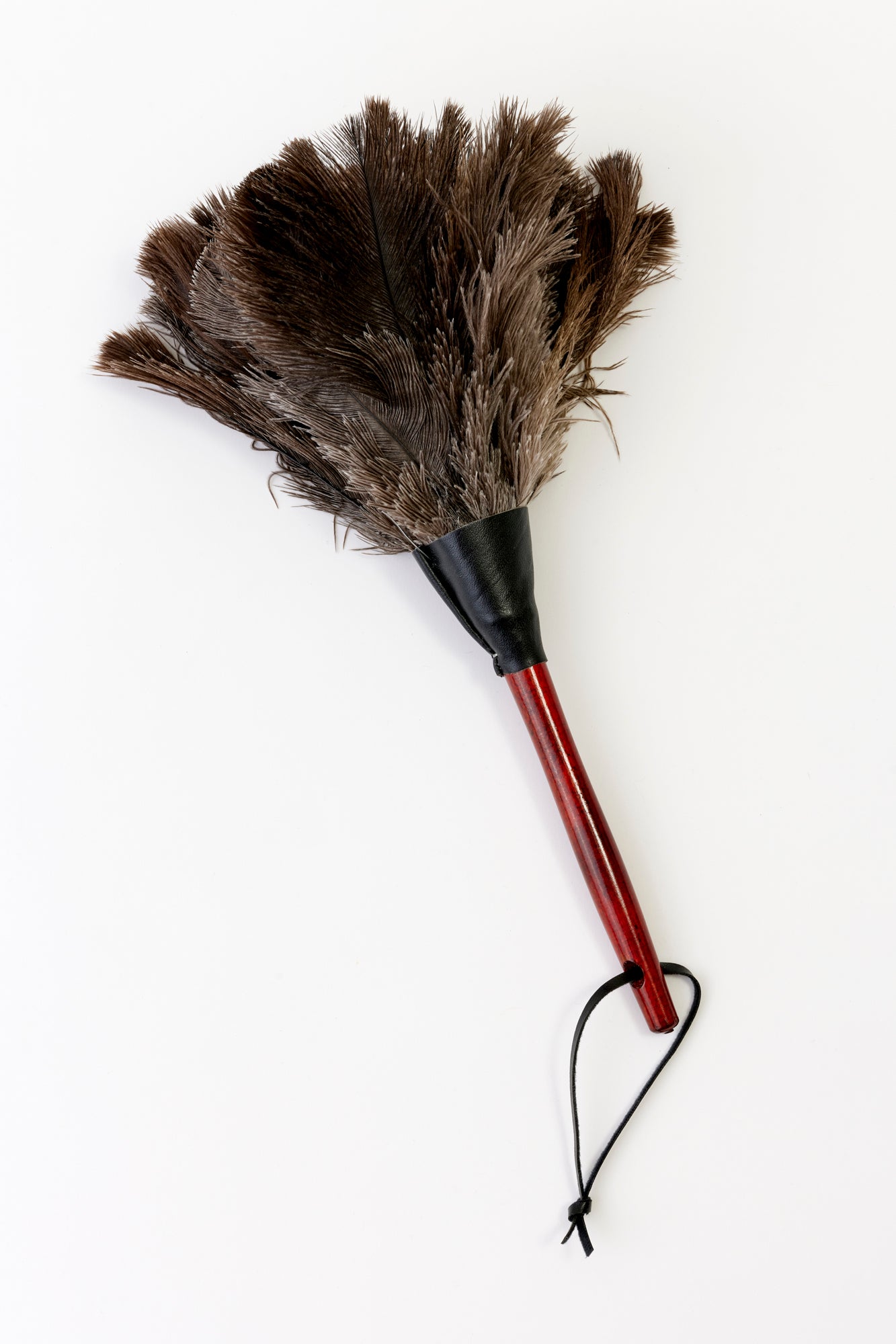 Duster with ostrich feathers.